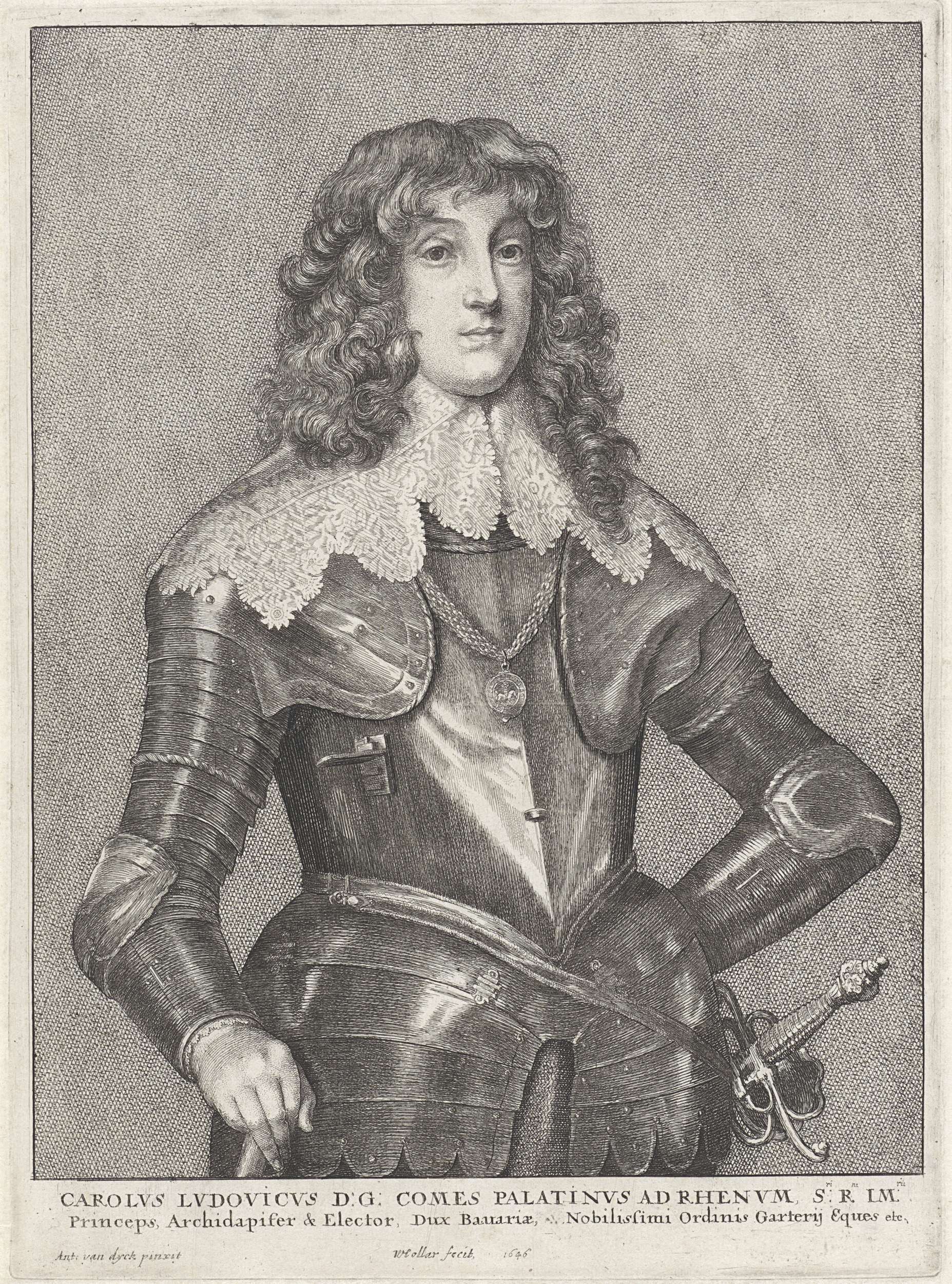 Portret van Karel Lodewijk, keurvorst van de Palts, by Wenceslaus Hollar, public domain