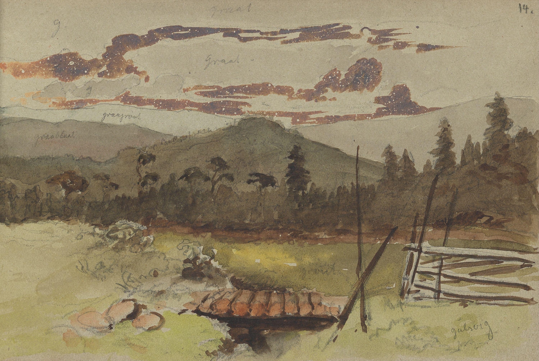 Landscape depicting rural life with sunlight and greenery by Adolph Tidemand, oil painting