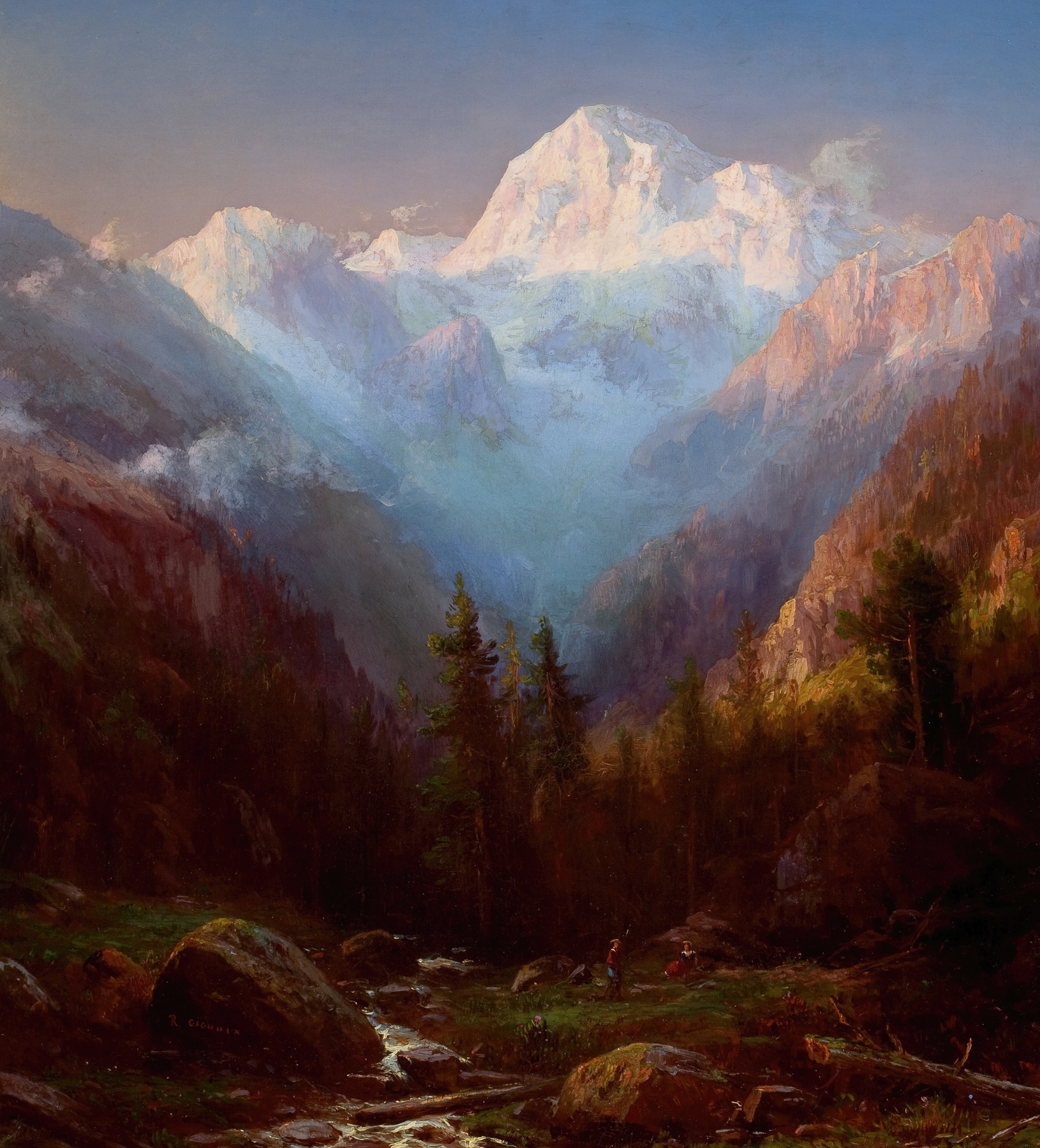 Landscape of Jung Frau, Switzerland by Régis François Gignoux, oil on canvas