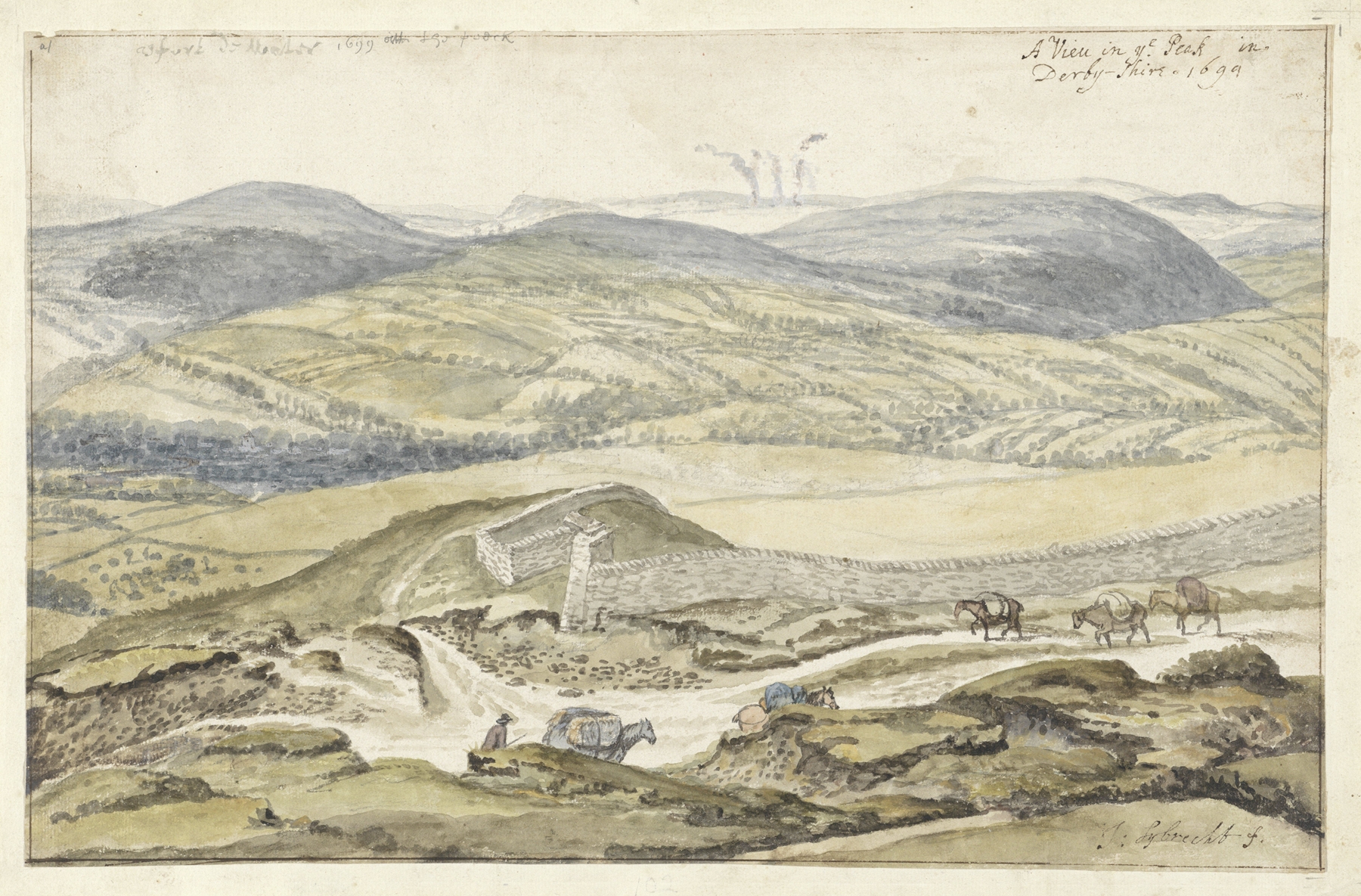 Gezicht op de bergen van High Peak in Derbyshire, by Jan Siberechts, public domain