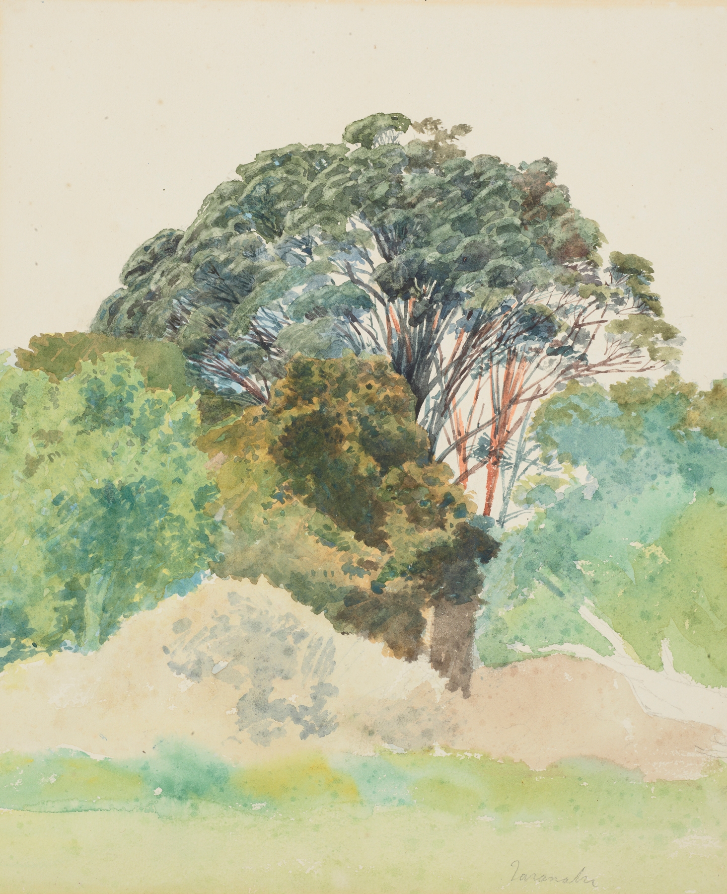 Landscape with lush greenery and mountains by James Crowe Richmond