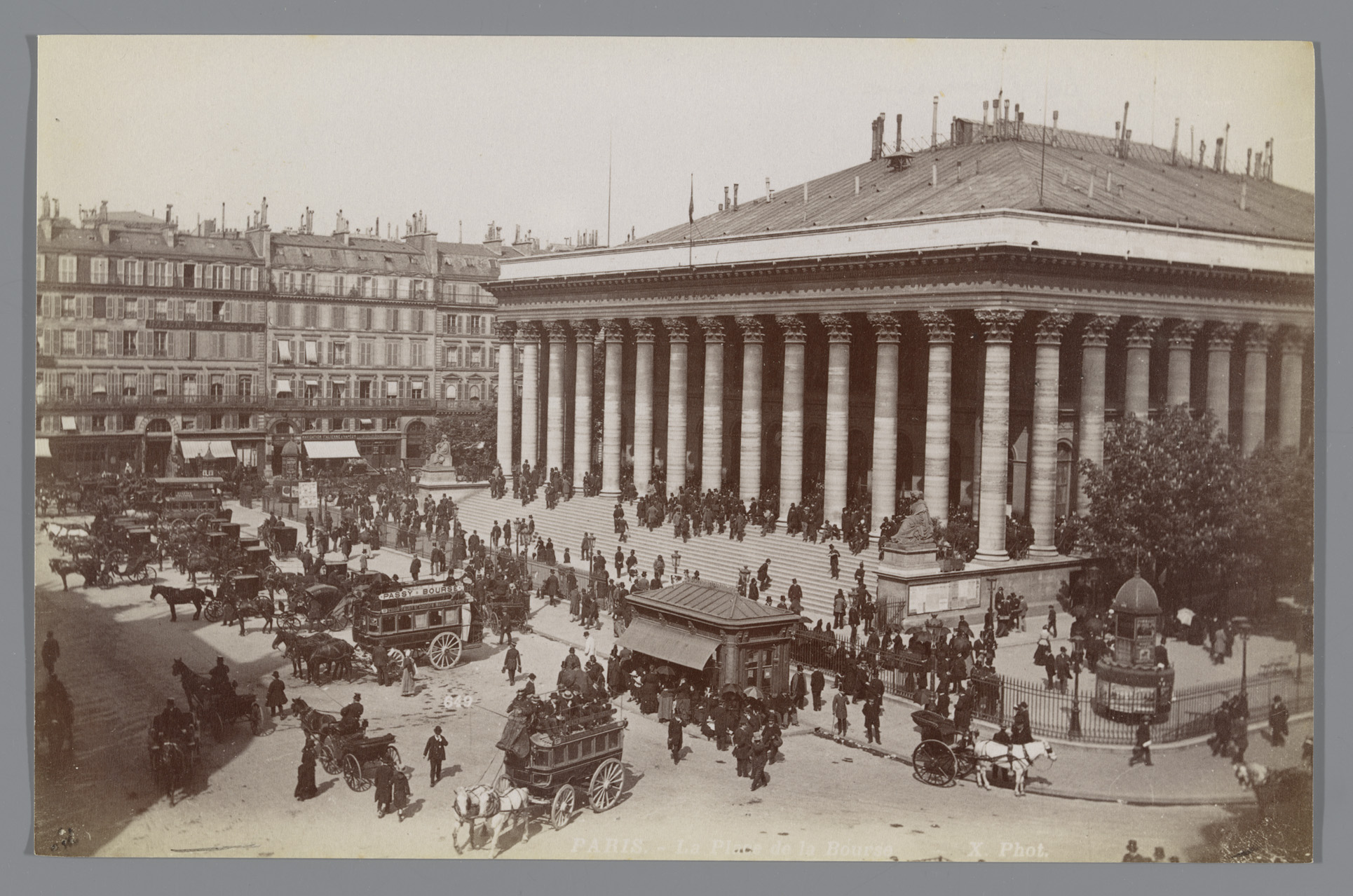 Architectural facade of the Beurs in Paris, albumen print by X phot