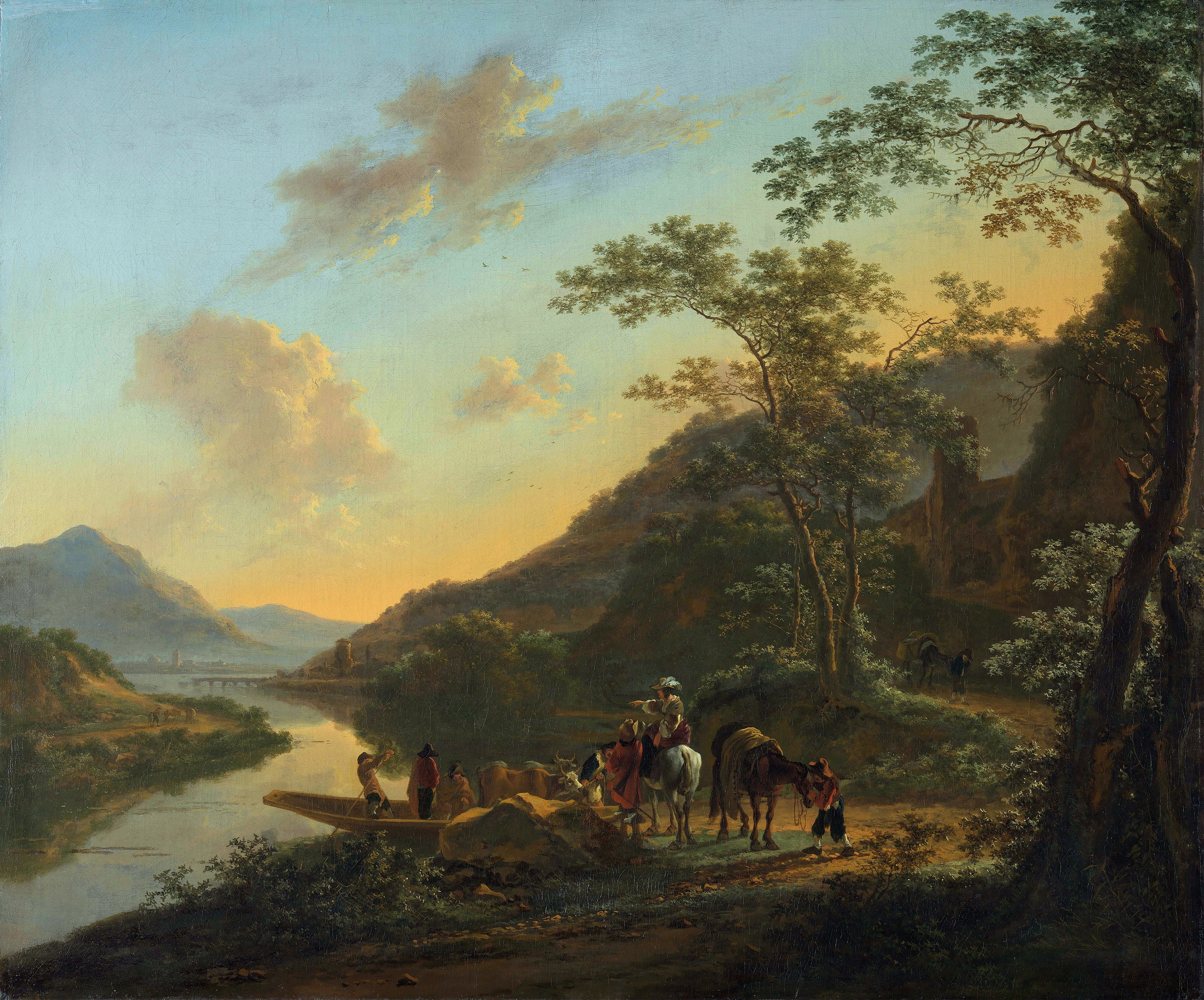 Italian Landscape with Ferry, by Jan Both, public domain