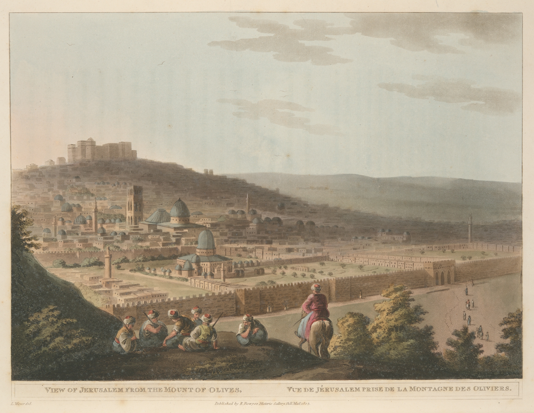 Views of Jerusalem from the Mount of Olives, watercolor on paper by Luigi Mayer