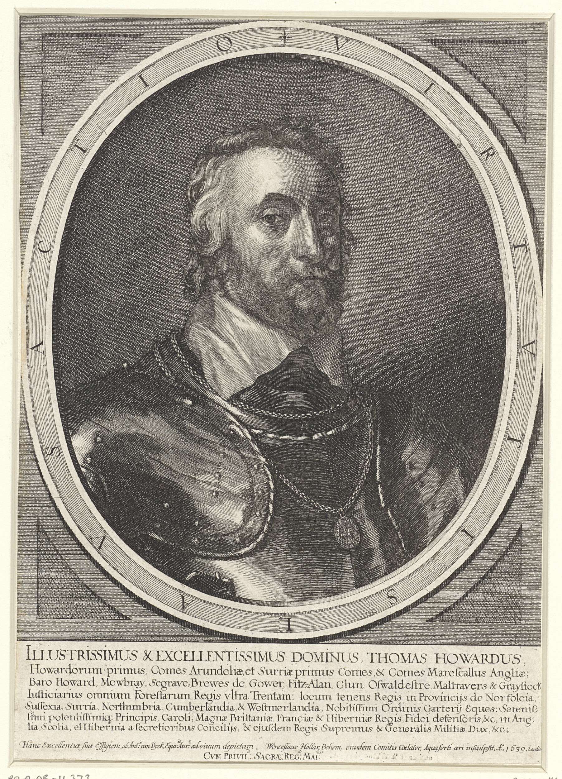 Portret van Thomas Howard, graaf van Arundel, etching by Wenceslaus Hollar