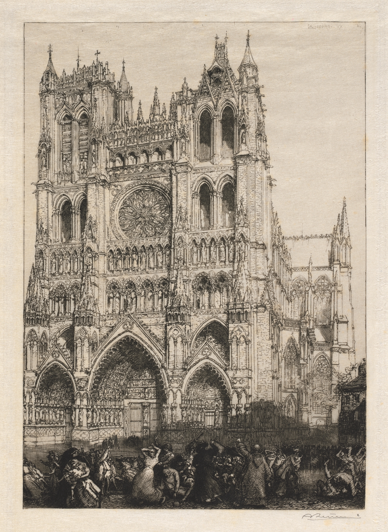 Amiens Cathedral, Inventory Day, by Auguste Louis Lepère, public domain