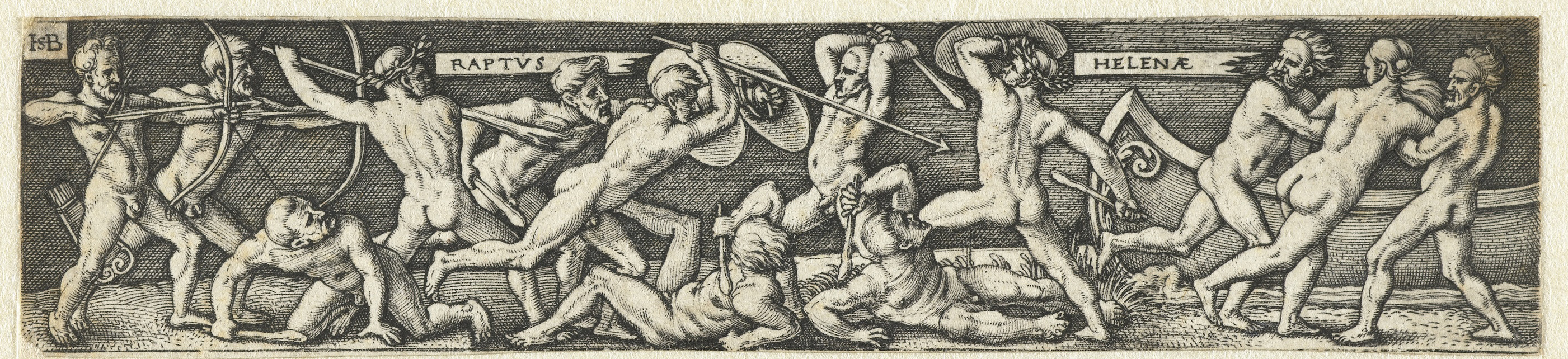 Engraving by Hans Sebald Beham depicting a chaotic battle scene with warriors