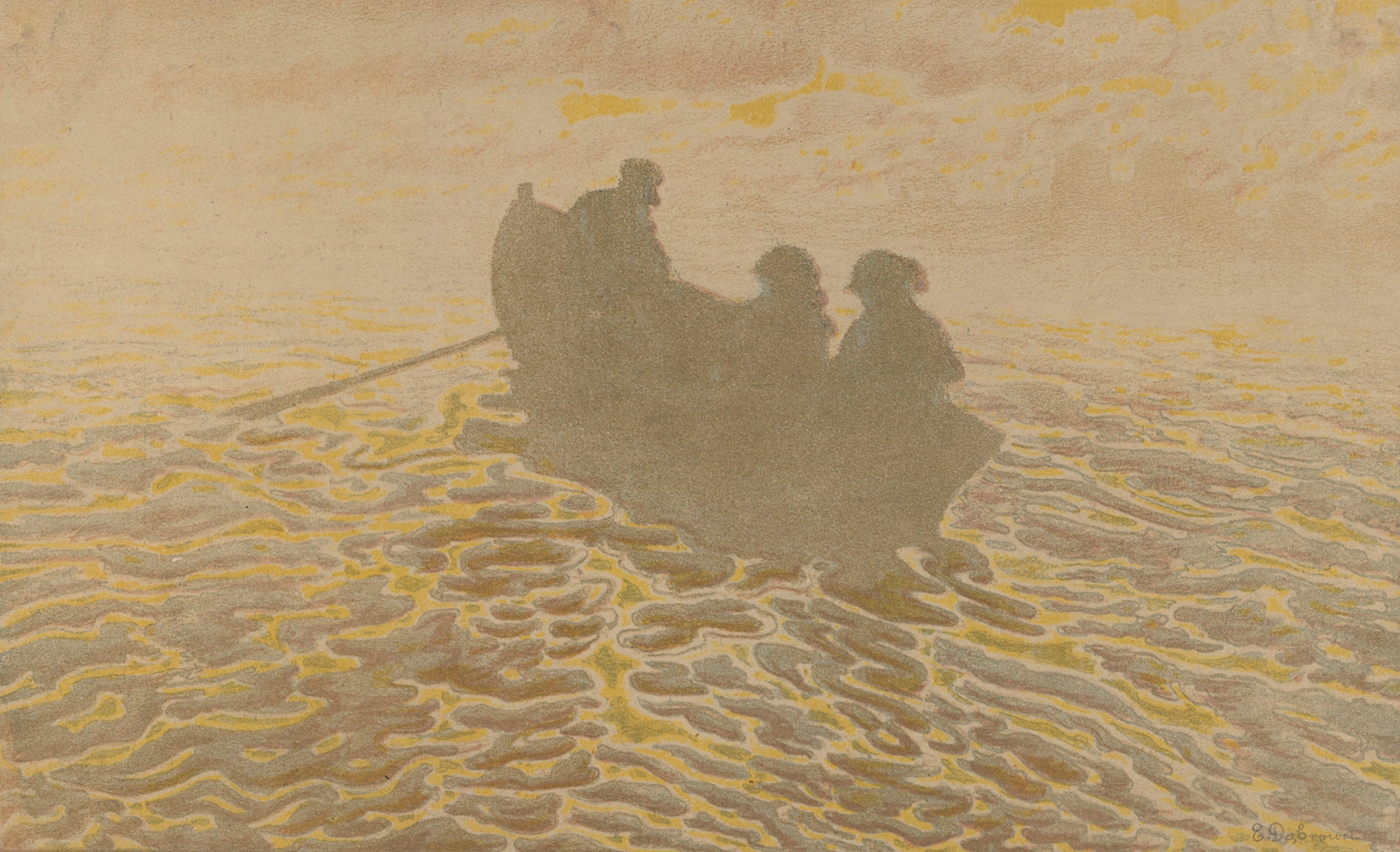 Morning by Eugeniusz Ludwik Dąbrowa-Dąbrowski, oil painting depicting a serene dawn landscape.