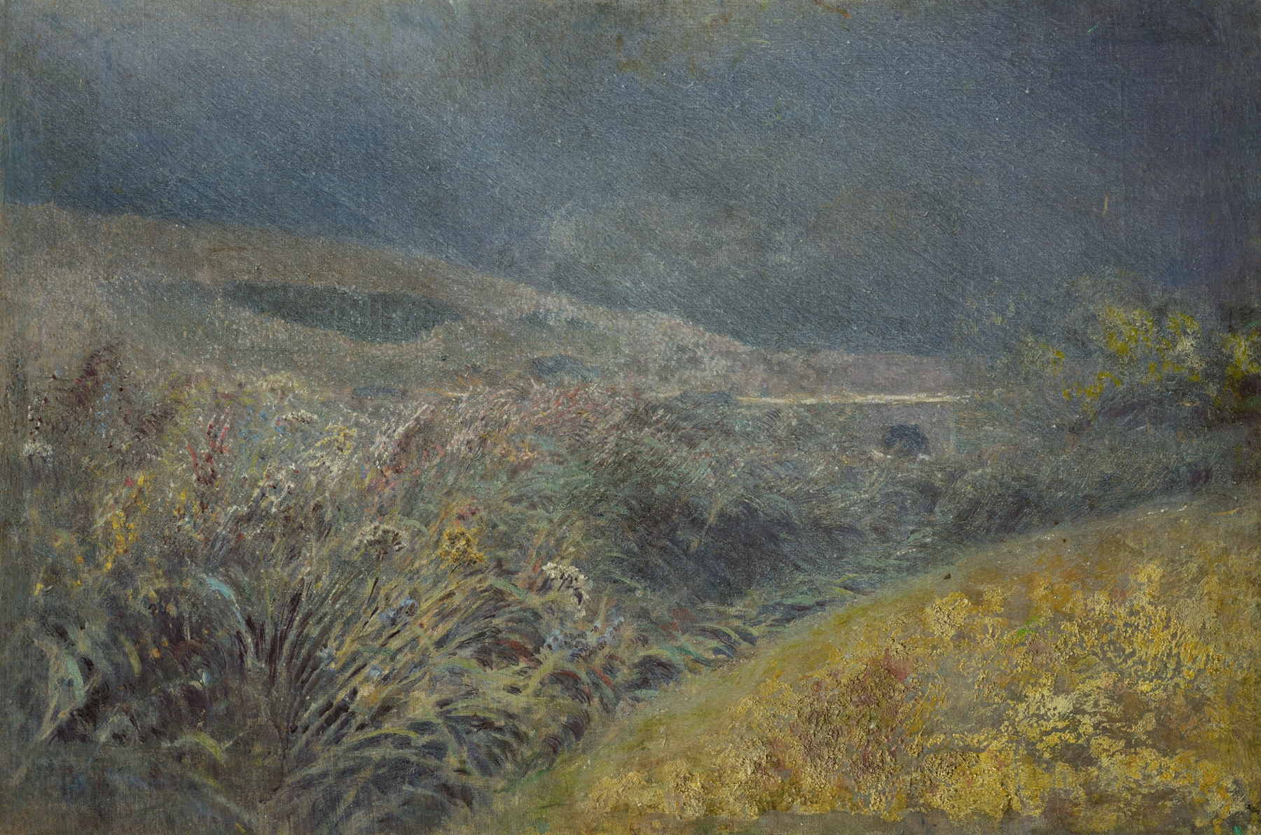 Landscape with mountains and mist by Ladislav Mednyánszky, oil painting