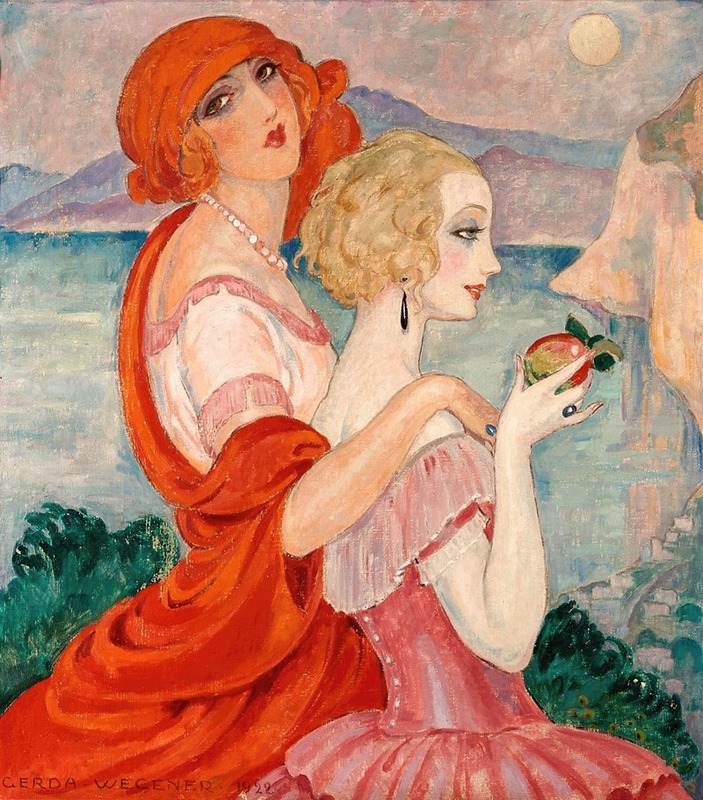 A vibrant landscape painting by Gerda Wegener depicting the scenic route to Anacapri.