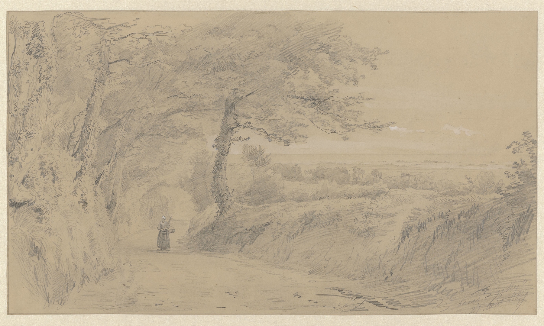 Landschap op Jersey, oil on canvas by Pierre Louis Dubourcq depicting a tranquil landscape.