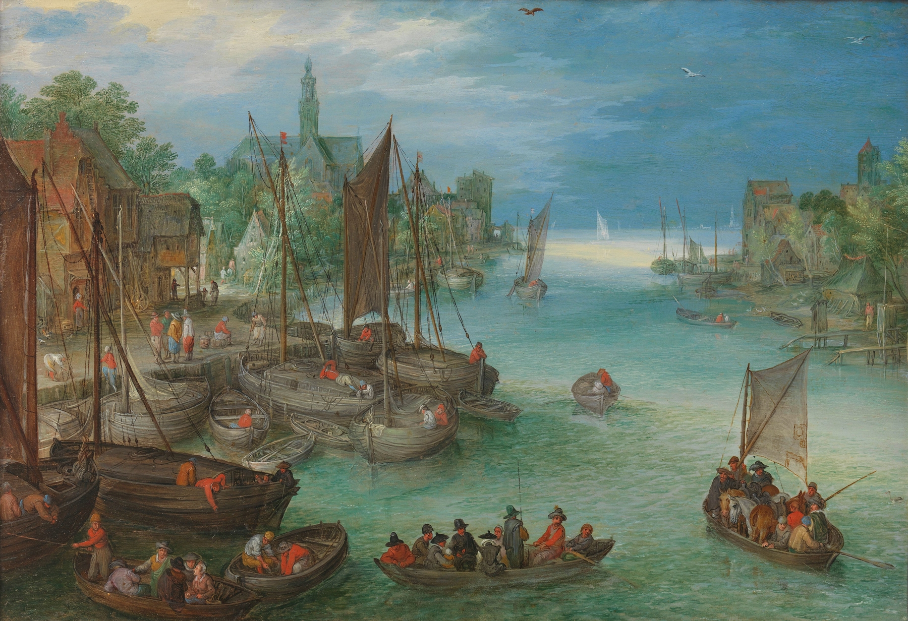 View of a City along a River, by Jan Brueghel the Elder, public domain