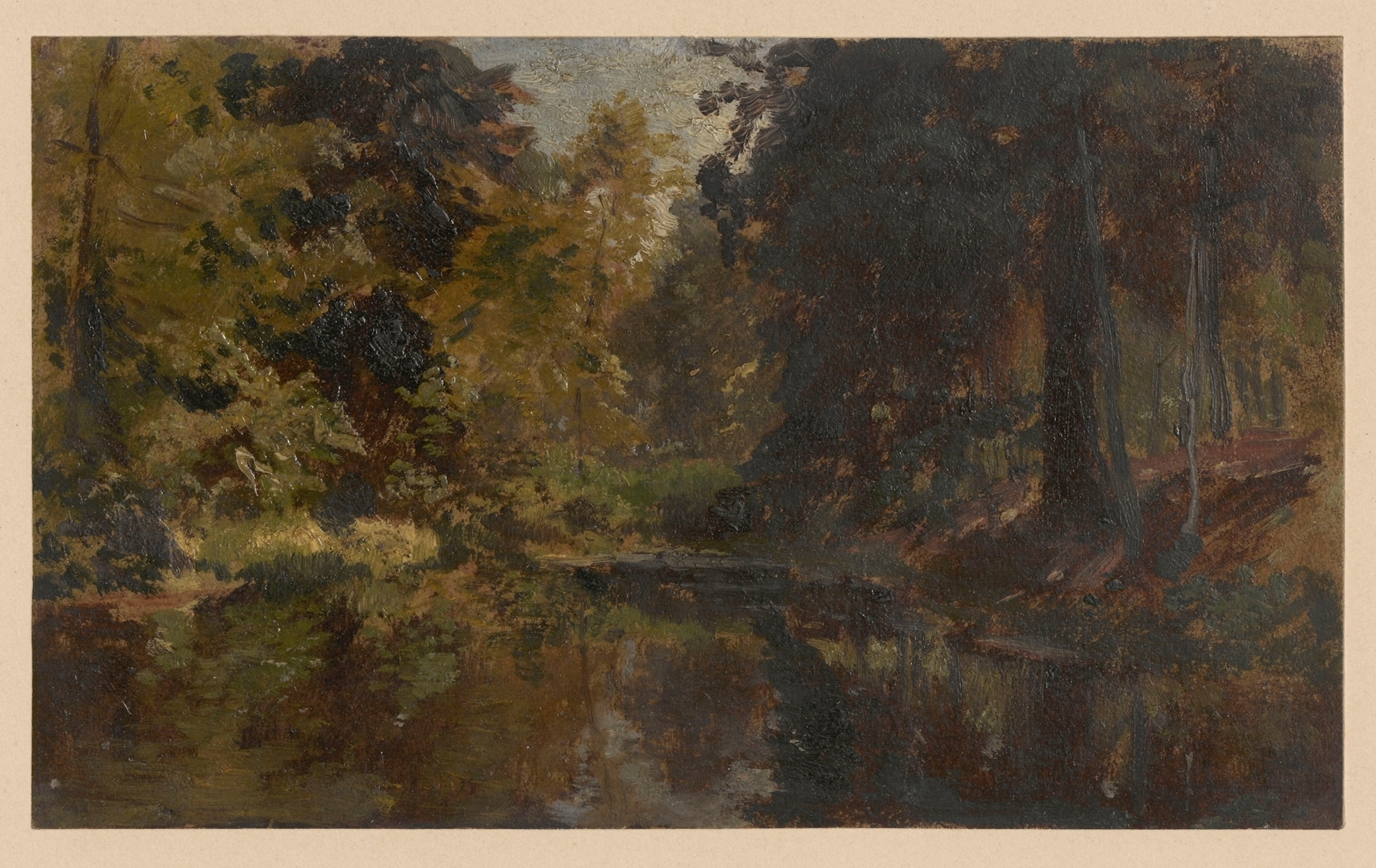 Forest lake in Oborniki Śląskie, oil on canvas by Adolf Dressler
