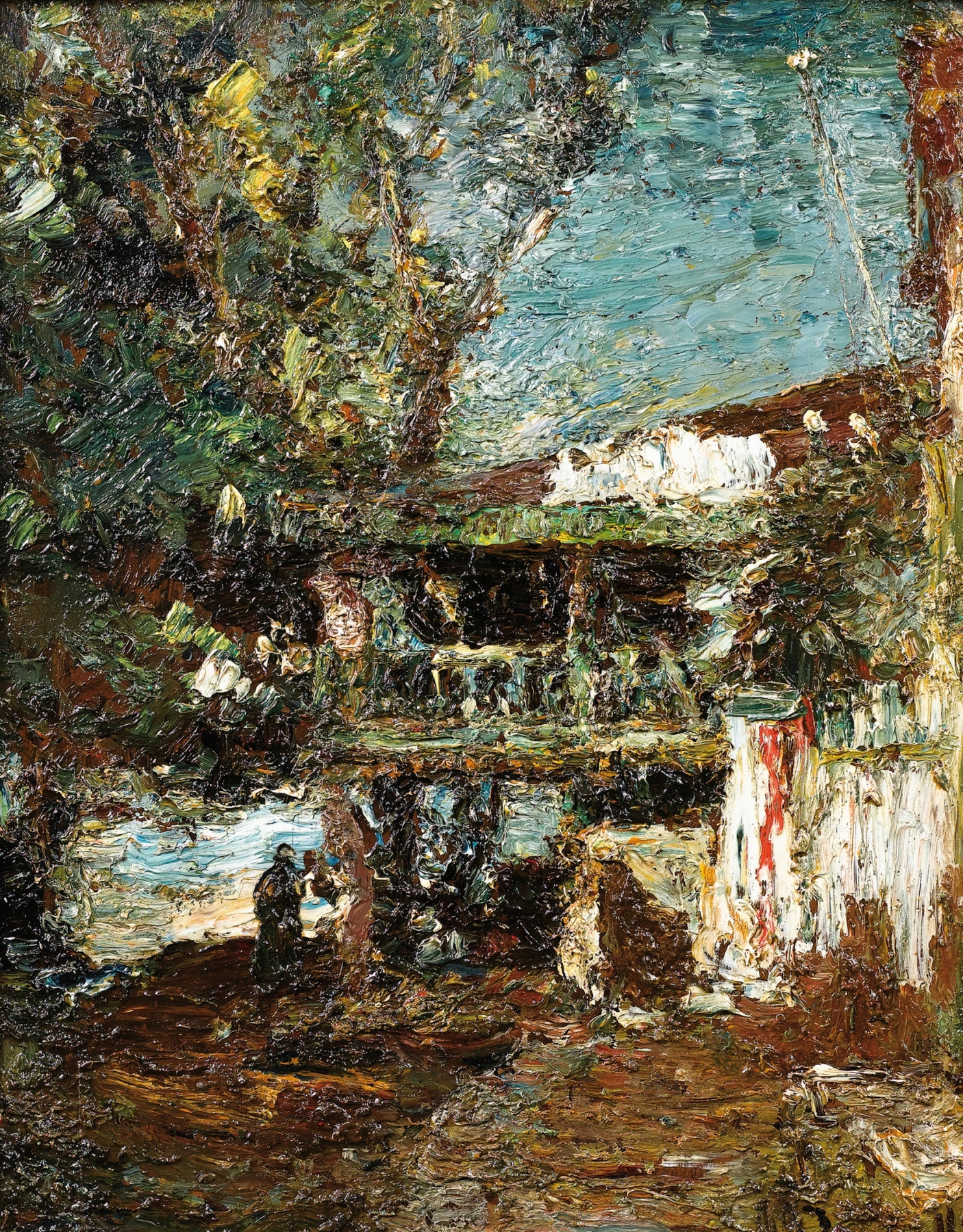 Landscape with flowers, oil painting by Adolphe Monticelli