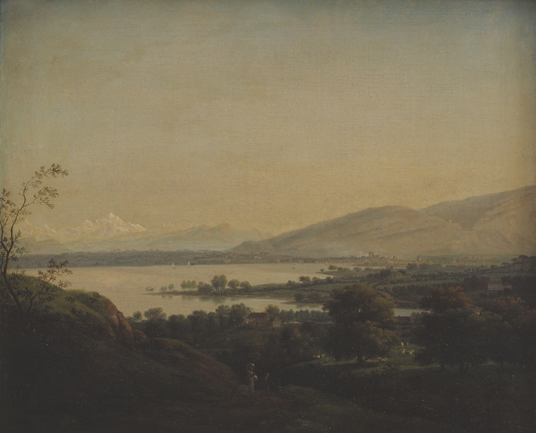 A View Across Lake Leman Towards Mont Blanc and Geneva, by Jens Juel, public domain