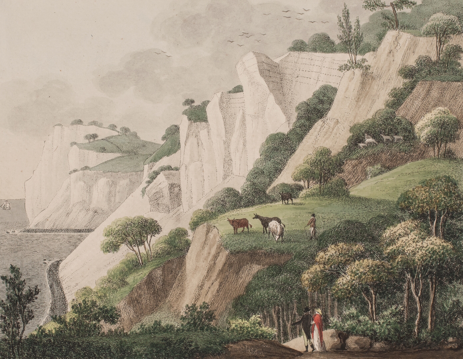 Landscape of chalk cliffs by Søren L. Lange, oil painting
