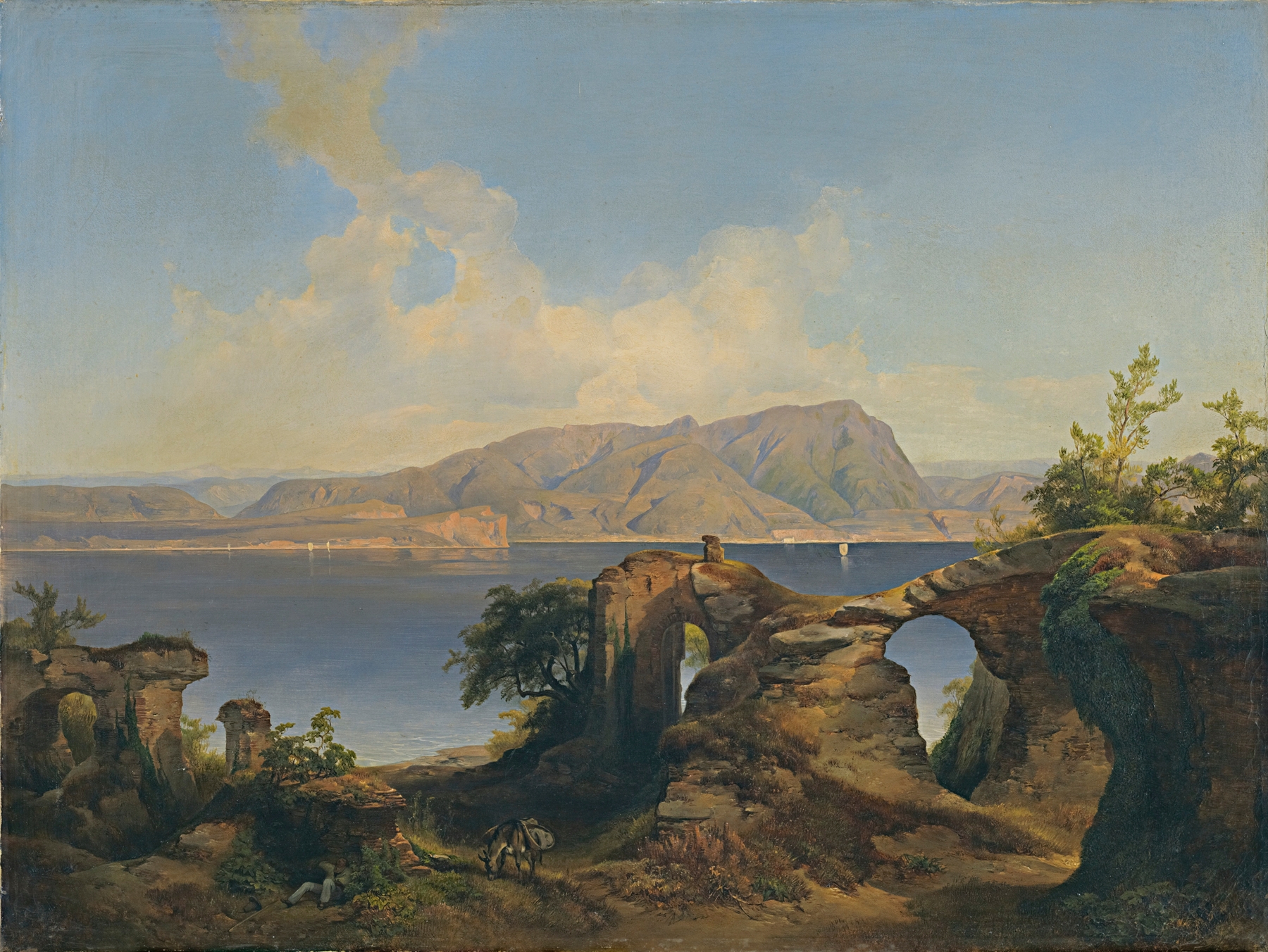 Landscape of Lake Garda by Anton Hansch, oil on canvas