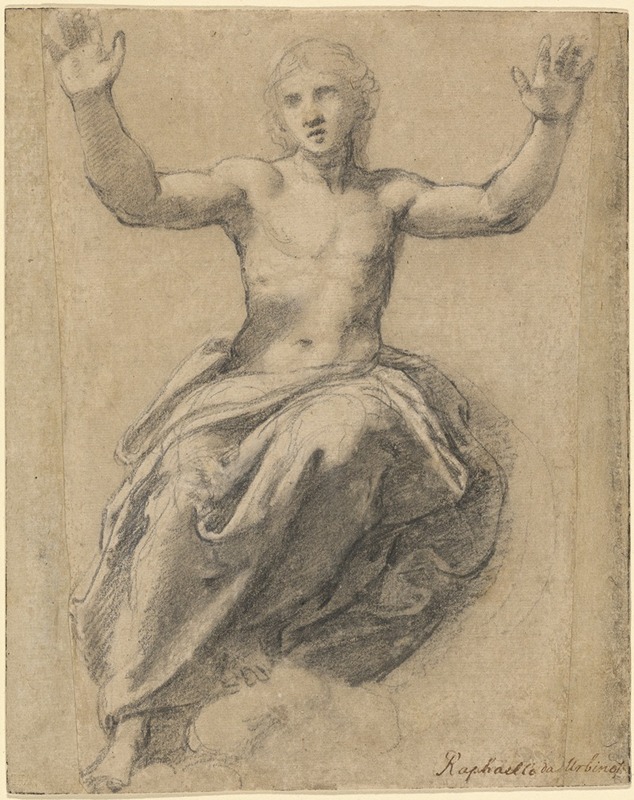 A depiction of Christ surrounded by angels, showcasing Raphael's mastery in religious art.