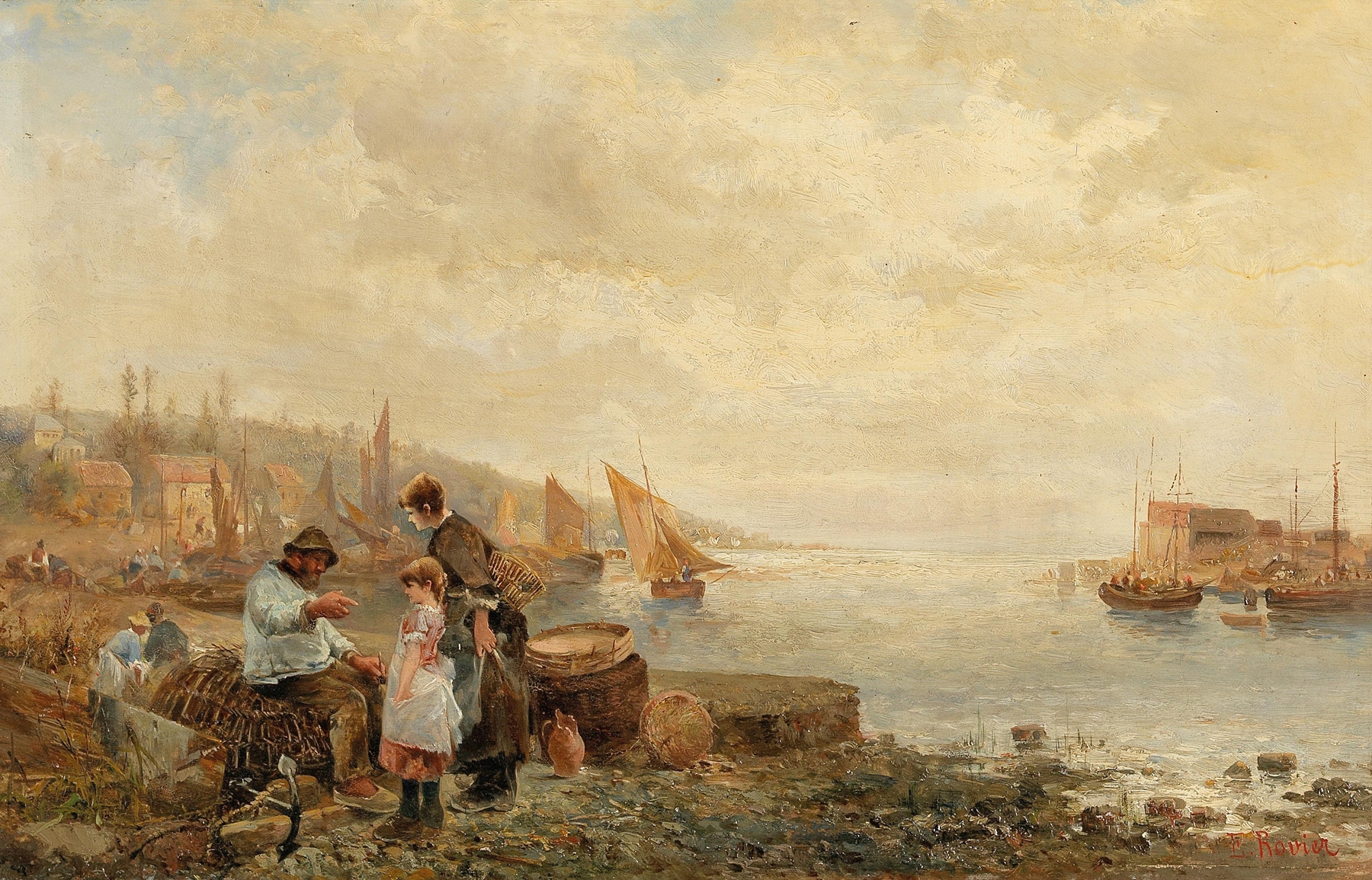 Marine scene depicting water and horizon by Emil Barbarini