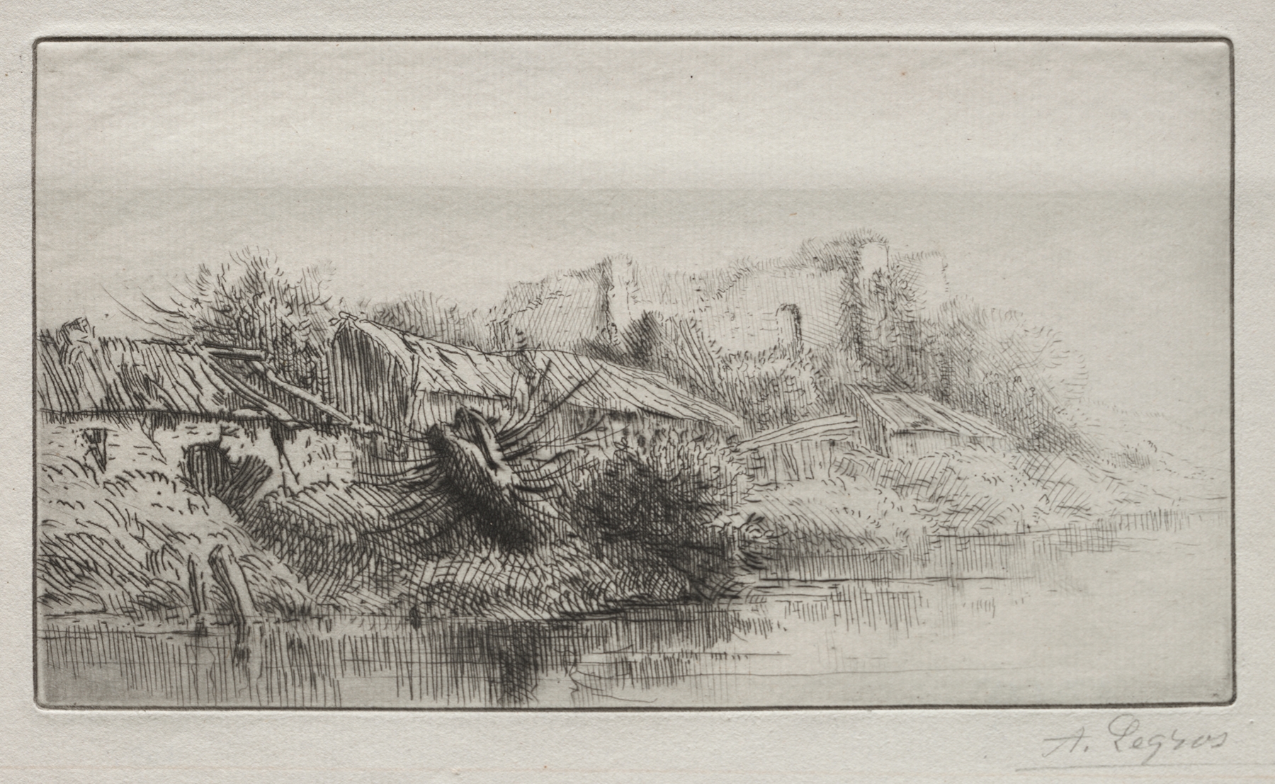 Deserted Village, by Alphonse Legros, public domain