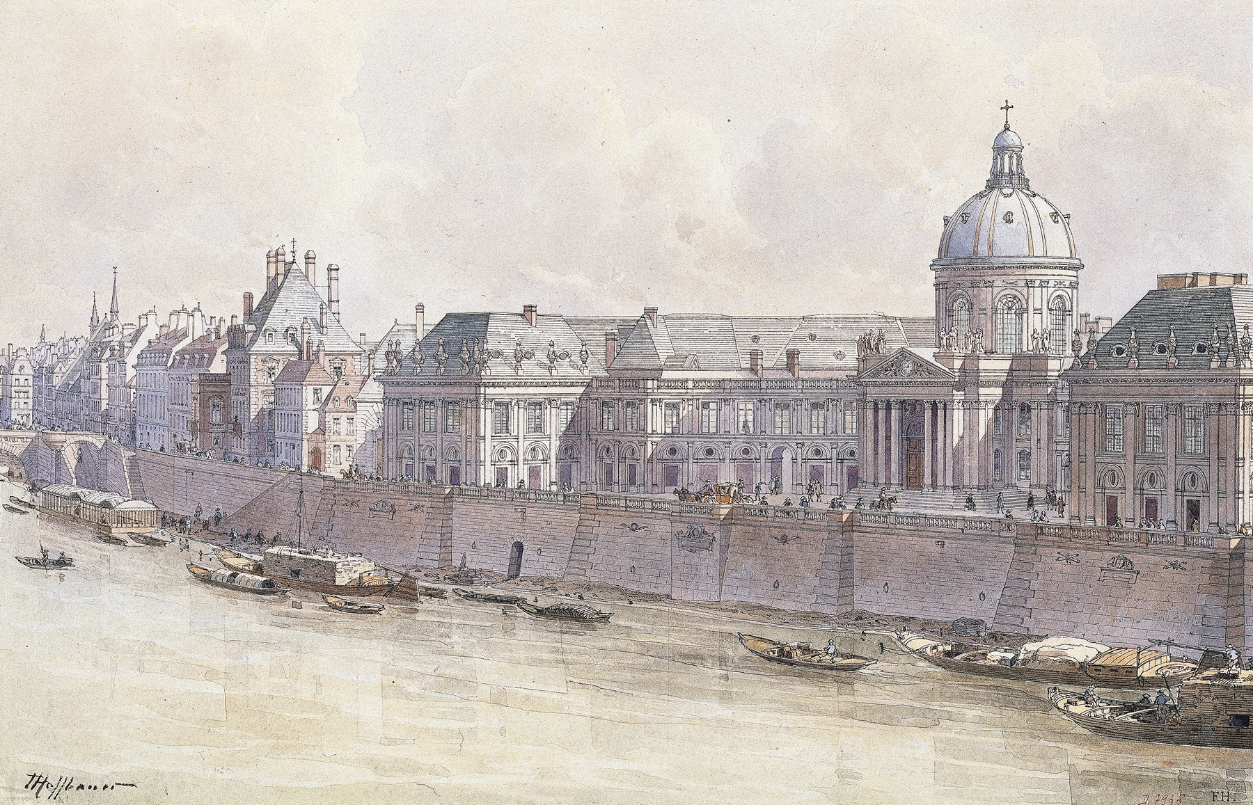 Architecture of Collège des Quatre-Nations and Hôtel de Conti, oil on canvas by Fédor Hoffbauer