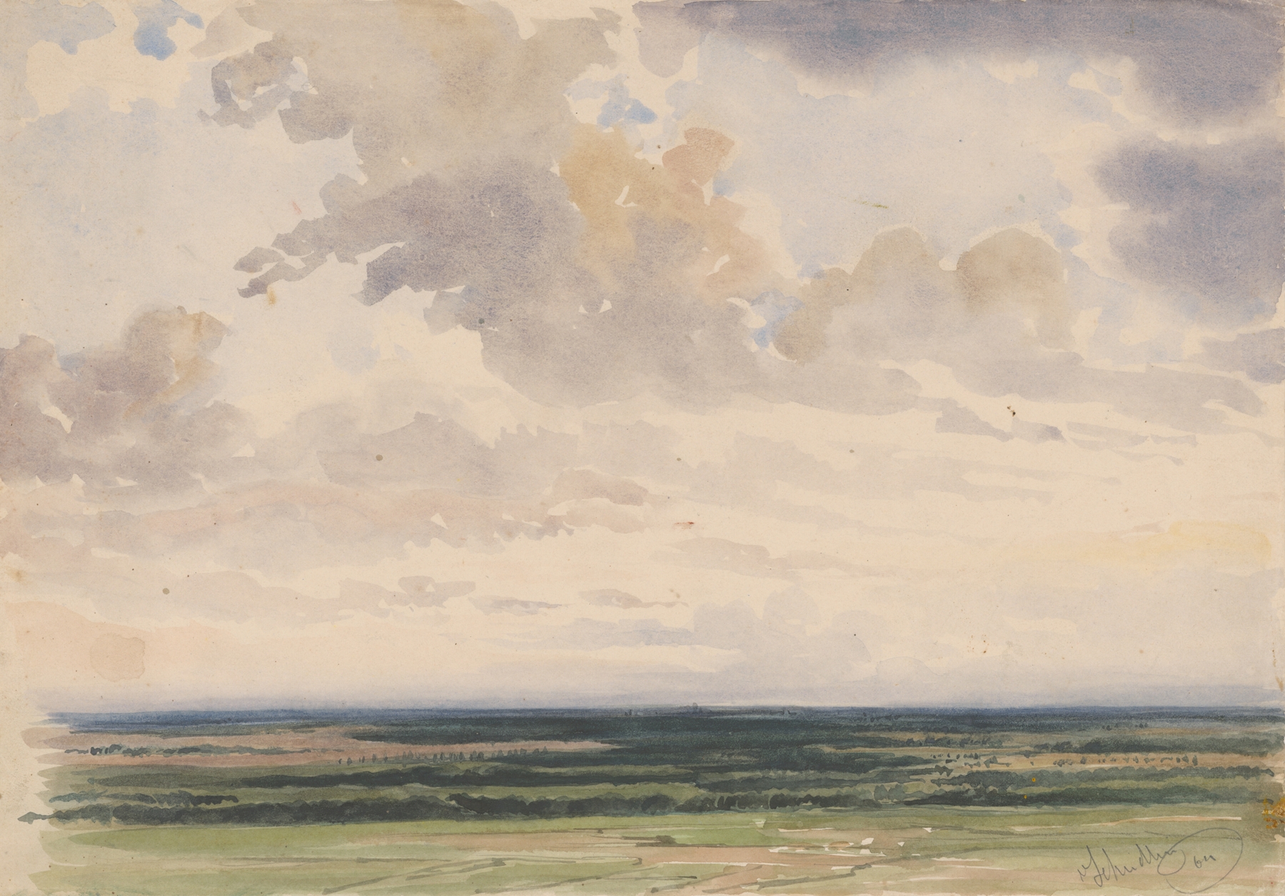 View of the Šúr by Friedrich Carl von Scheidlin, oil on canvas depicting water and sky reflections.