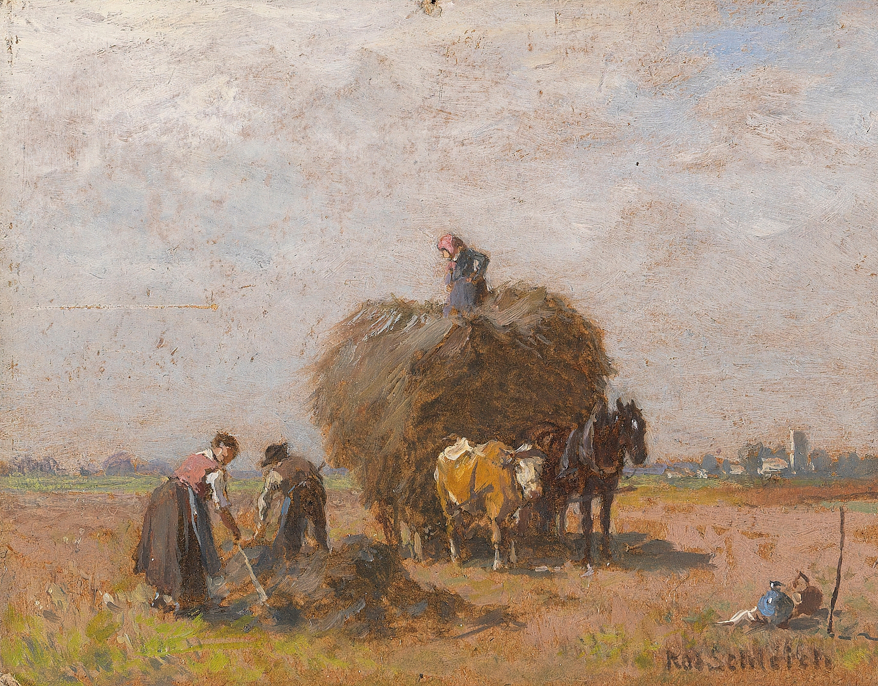 Harvest landscape with golden fields, oil on canvas by Robert Schleich