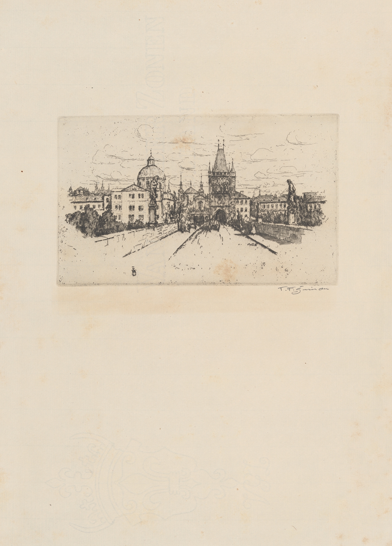 The Knights of the Cross Square with the Charles Bridge by Tavík František Šimon, medium unknown