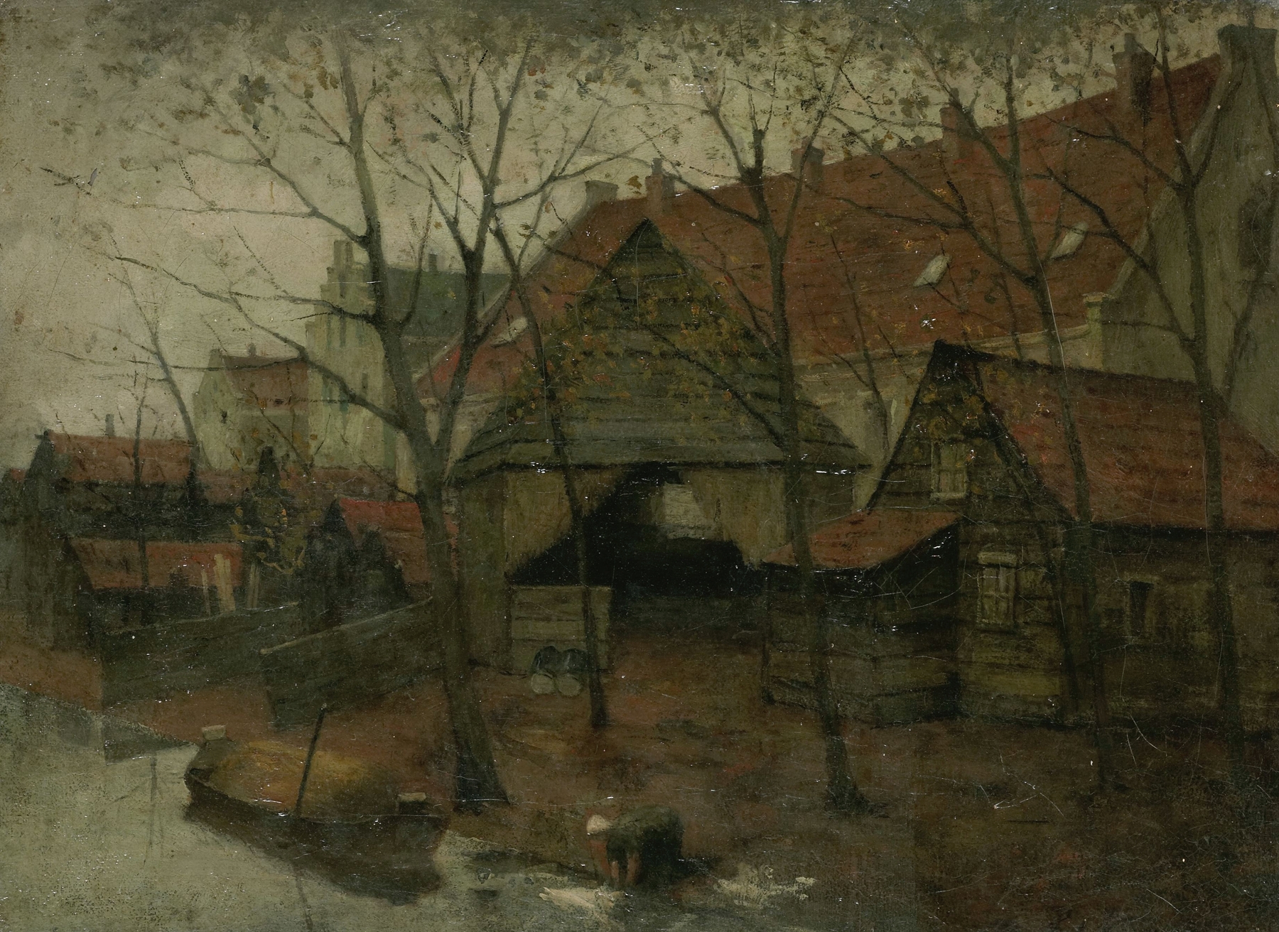 The Vinkenbuurt near Amsterdam, oil on canvas by Eduard Karsen, featuring quaint houses and a serene landscape.