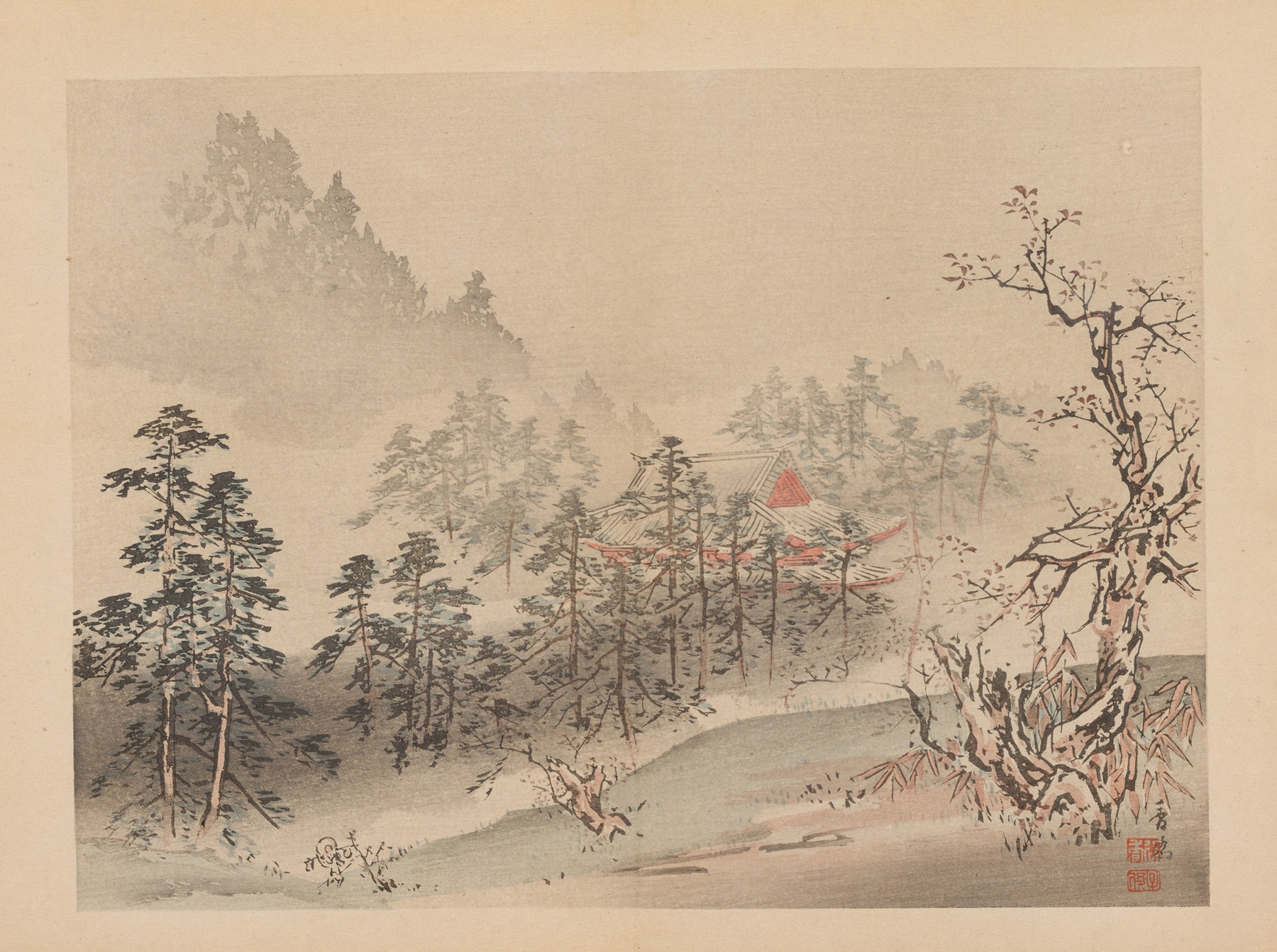 Ukiyo-e landscape by Unknown Artist, ink on paper, featuring soft pastels and emotional depth.