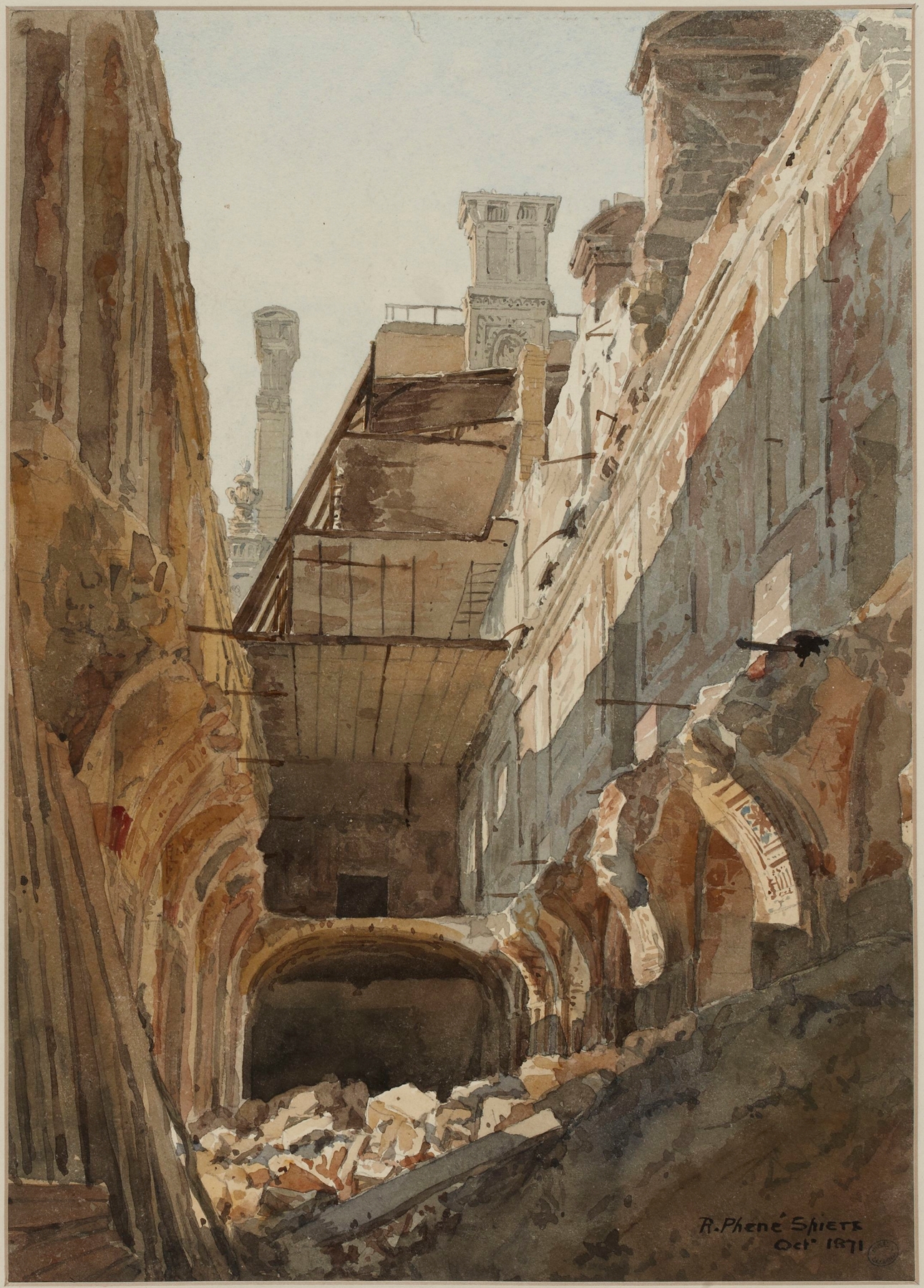 Ruines du Palais des Tuileries, salon de Diane, en 1871, by Richard Phené Spiers, public domain