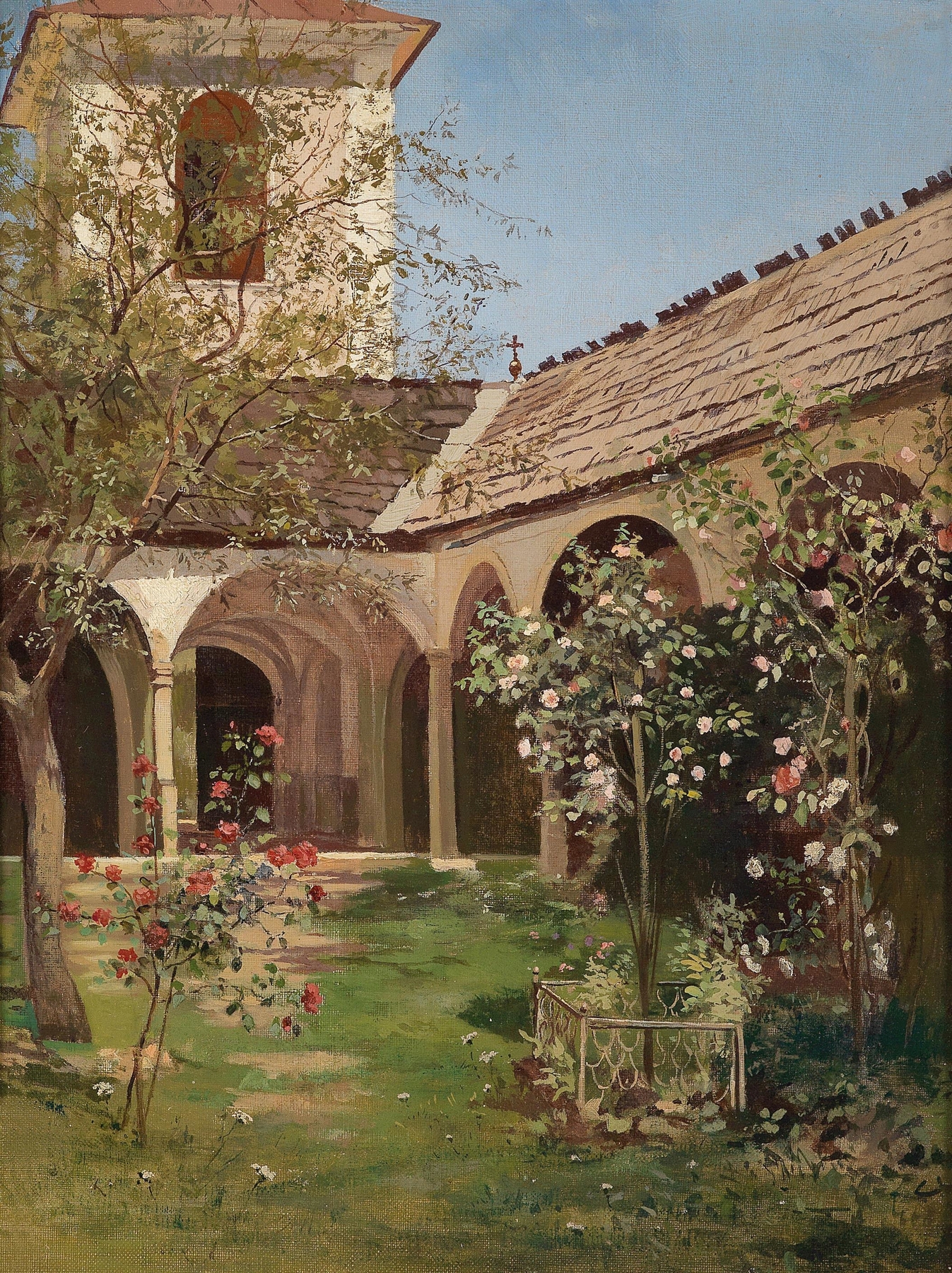 Botanical scene with vibrant flowers and lush foliage by Leopold Munsch