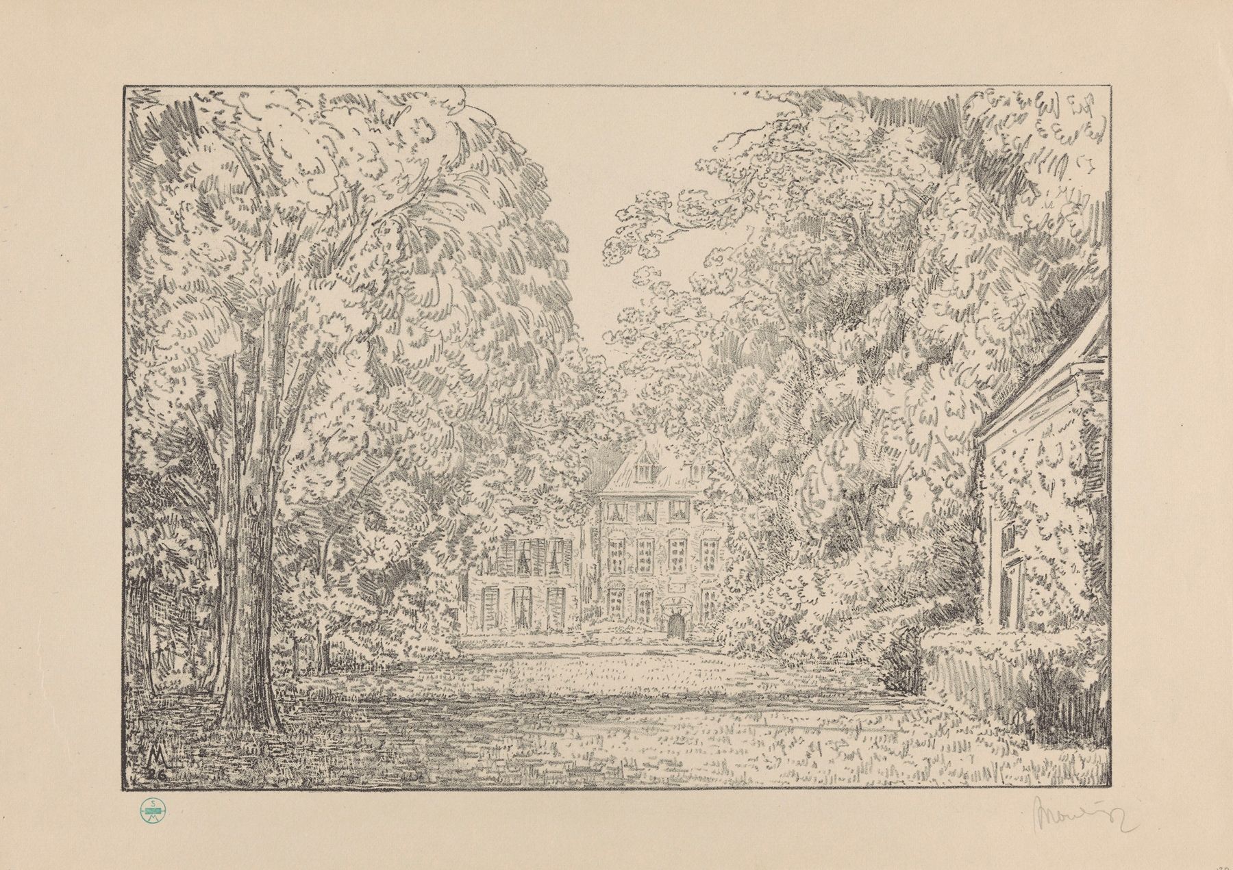 Gezicht op kasteel Duivenvoorde vanuit de tuin Duivenvoorde I, by Simon Moulijn, public domain