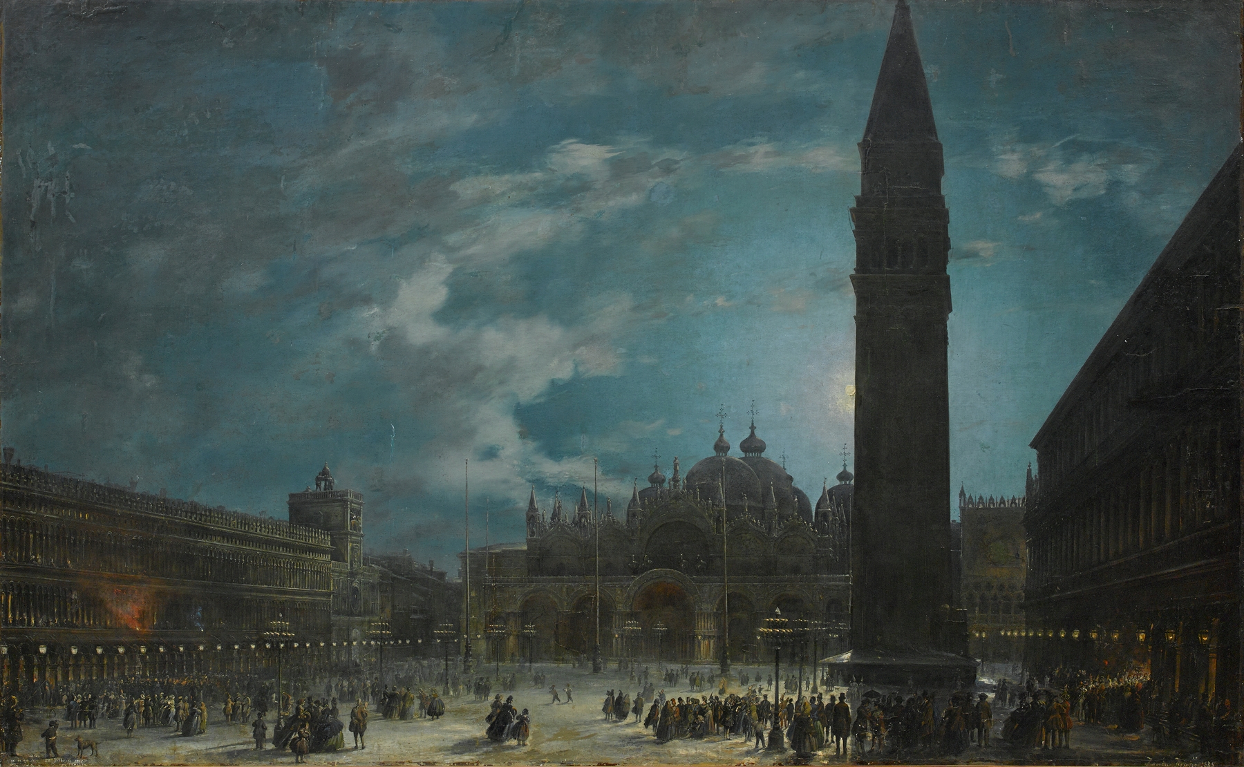 Genre scene depicting carnival revelers at dawn by Francesco Zanin