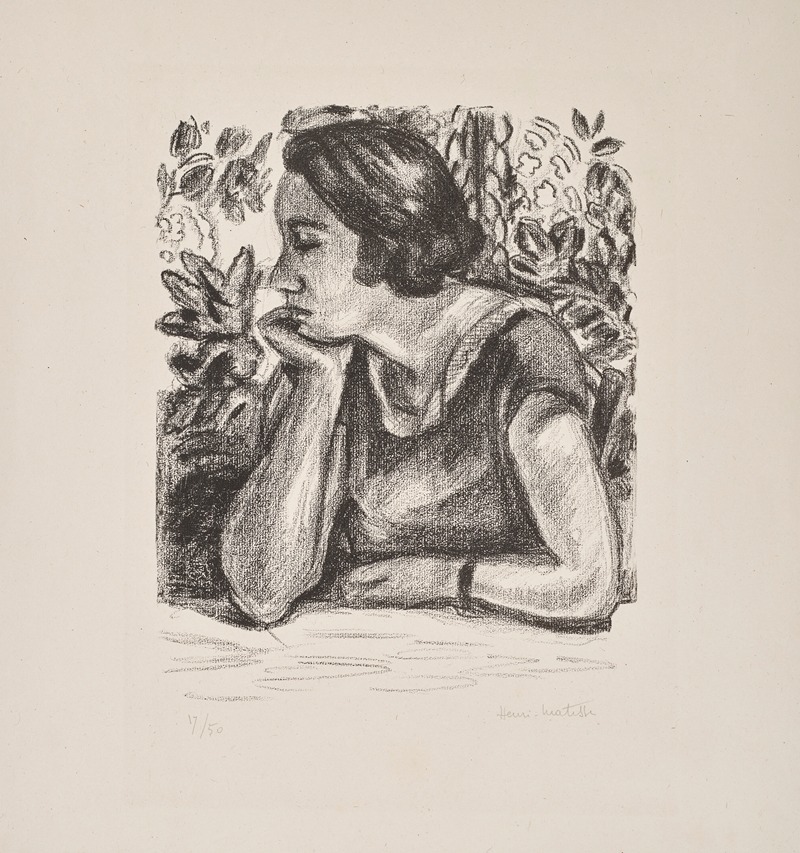 Henri Matisse's 'Visage de profil reposant sur un bras' features a serene profile resting on a hand.