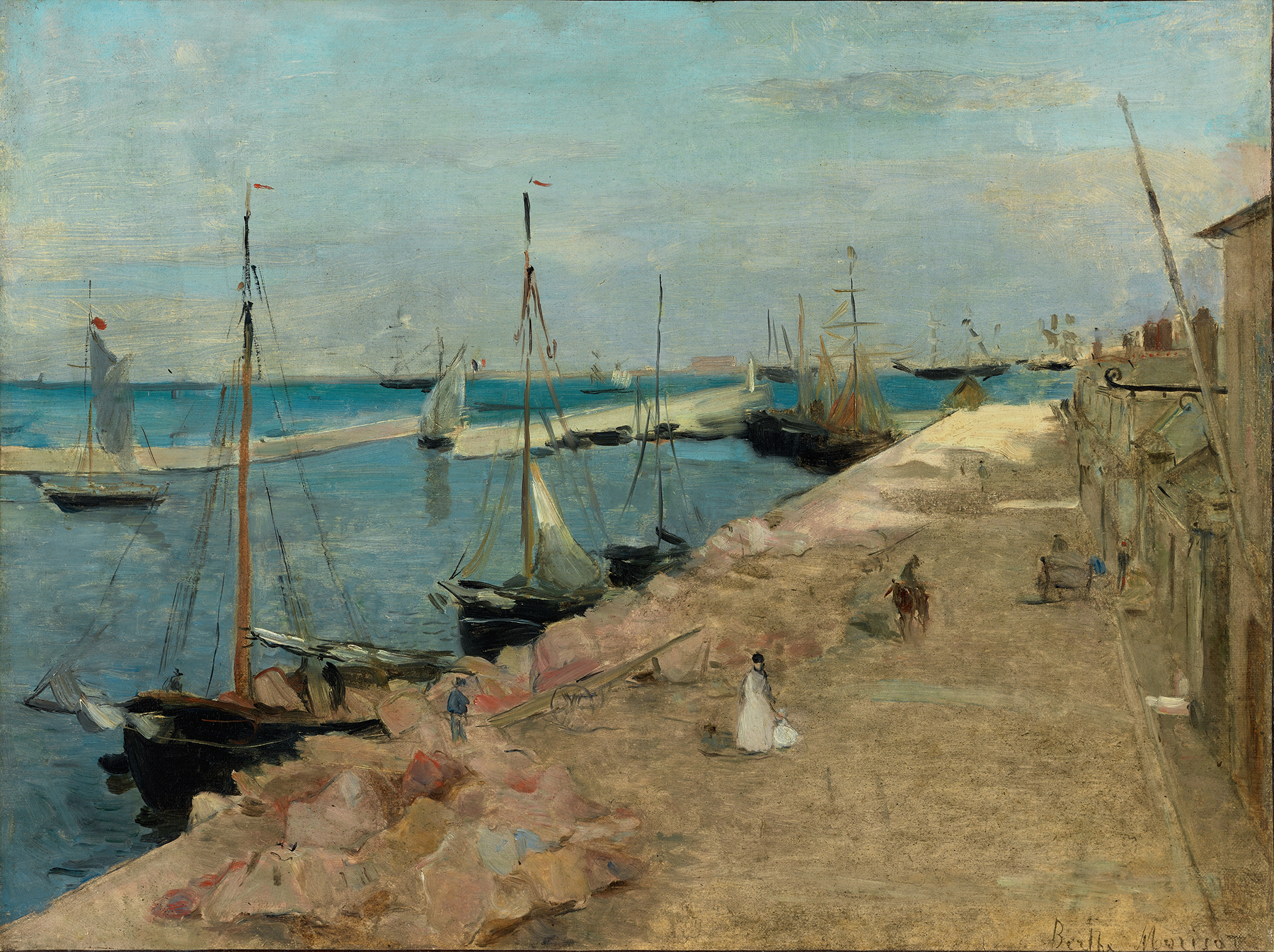 The Harbor at Cherbourg, by Berthe Morisot, public domain