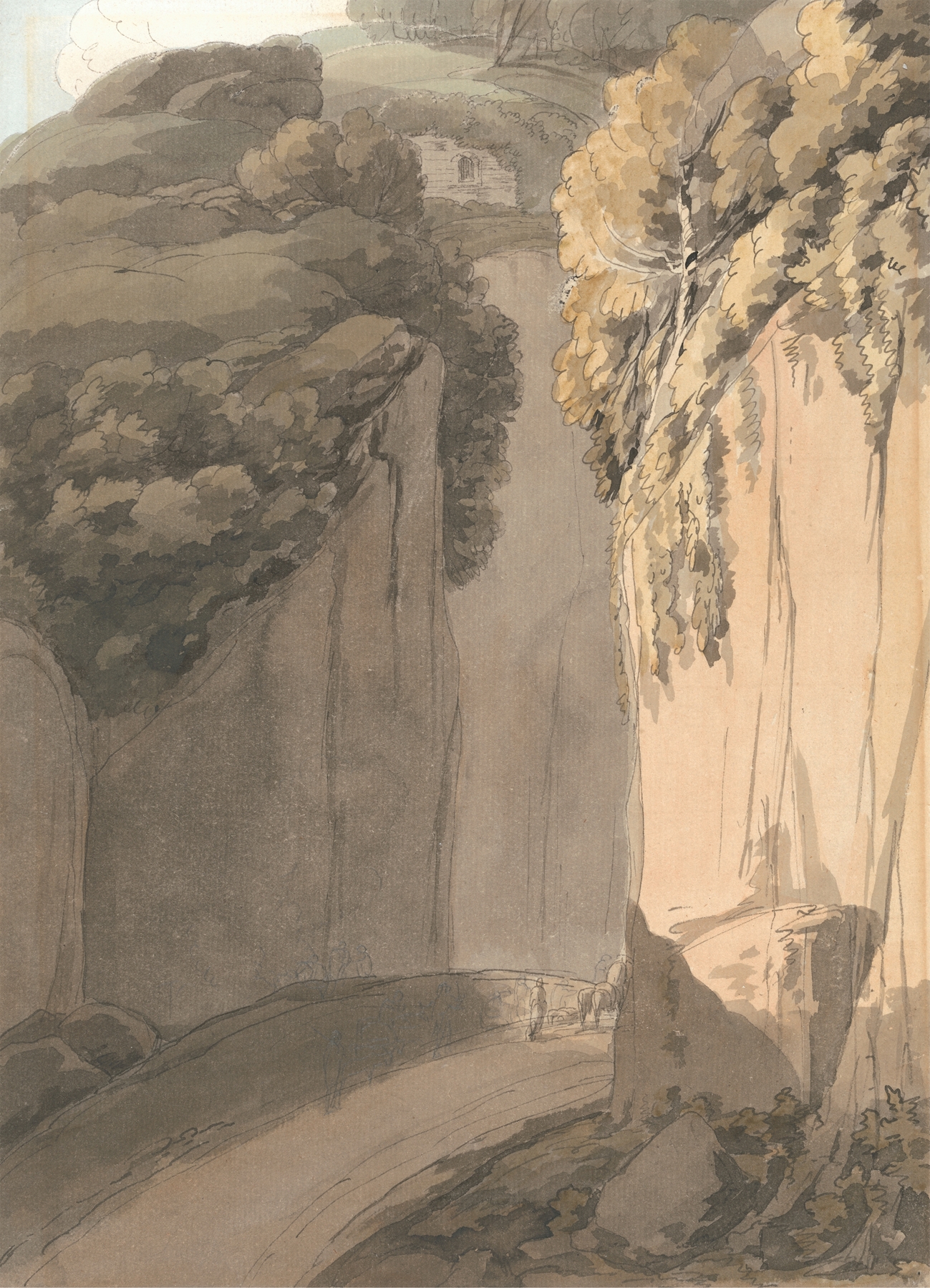 Entrance to the Grotto at Posilippo, Naples by Francis Towne, watercolor on paper