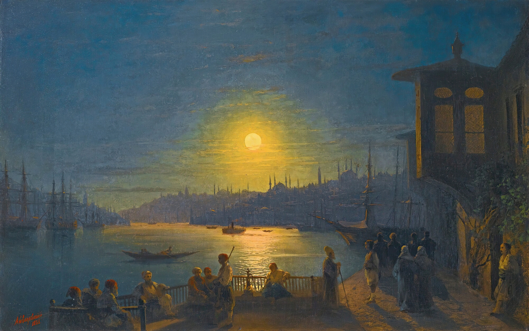 Moonrise Over The Golden Horn, oil painting by Ivan Konstantinovich Aivazovsky