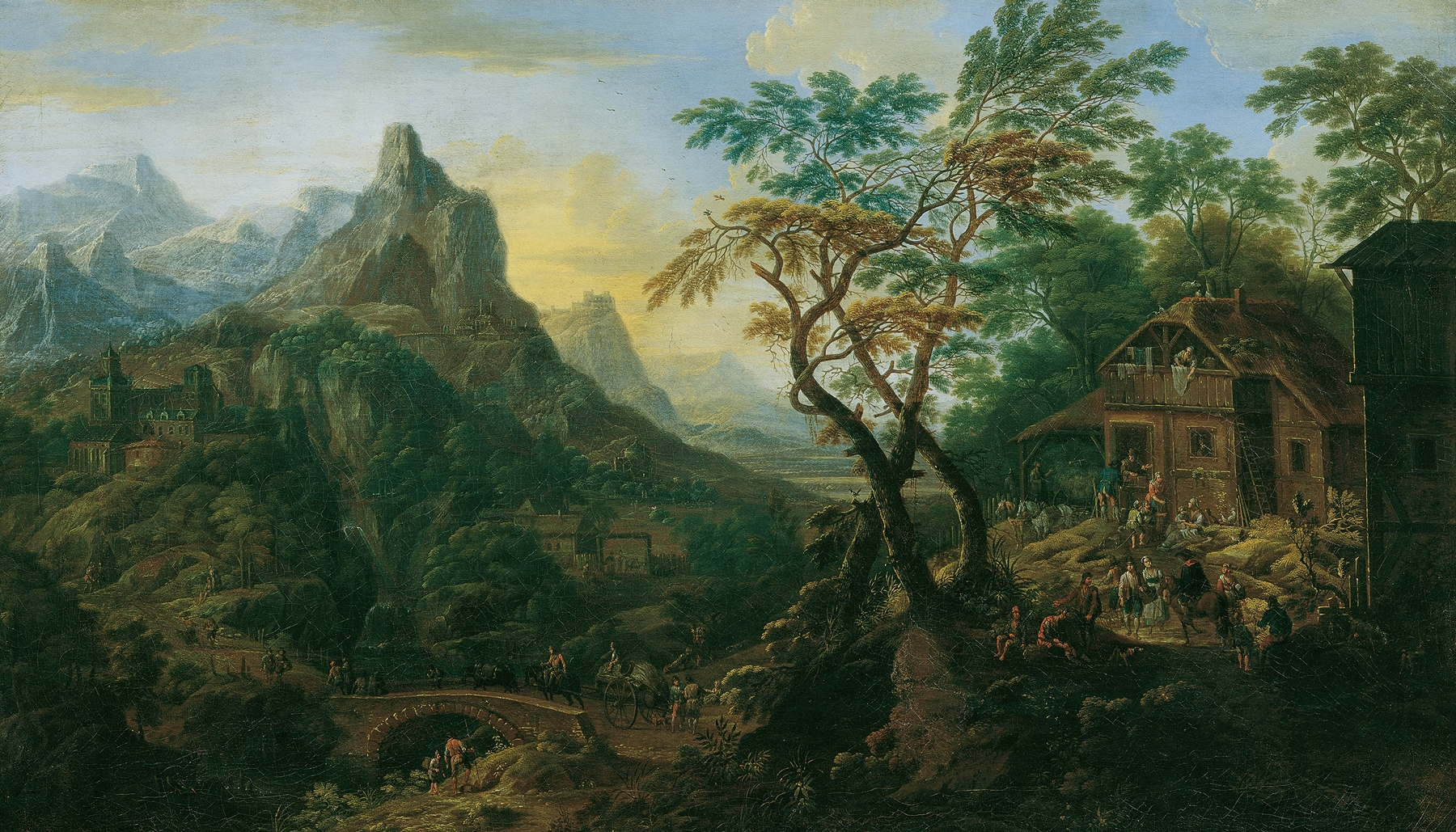 Mountain landscape in oil on canvas by Josef Orient