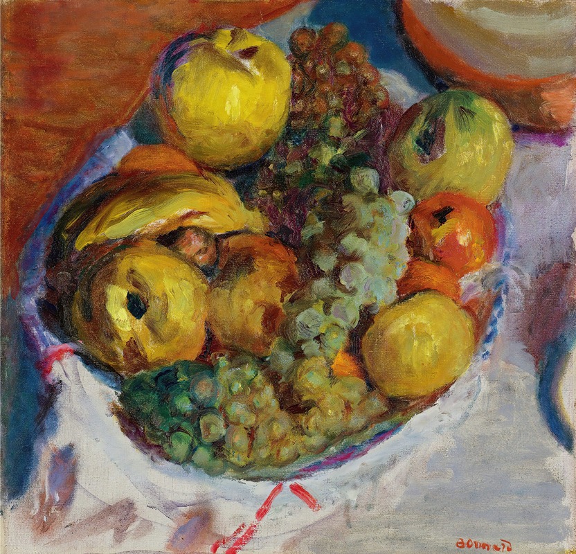 A still life painting featuring three clusters of grapes.