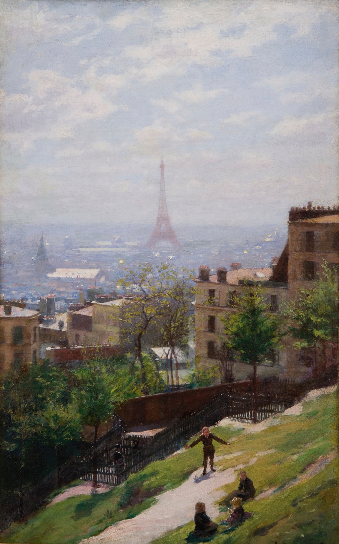 Fragment of the Panorama of Paris by Ludwik de Laveaux, depicting the Seine, Parisian skyline, medium unknown.
