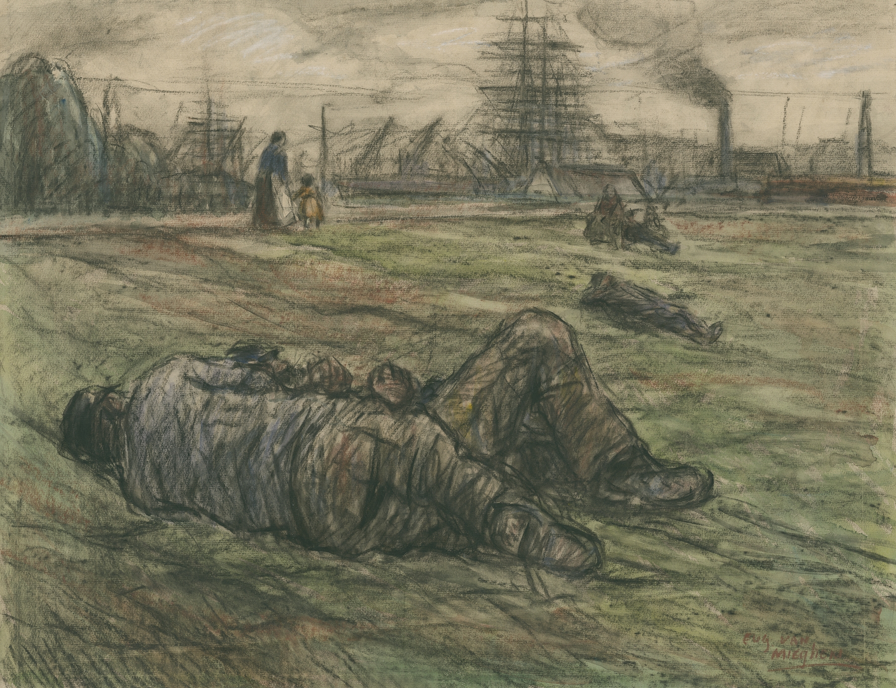 Rustend op de Scheldedijk, by Eugeen Van Mieghem, public domain