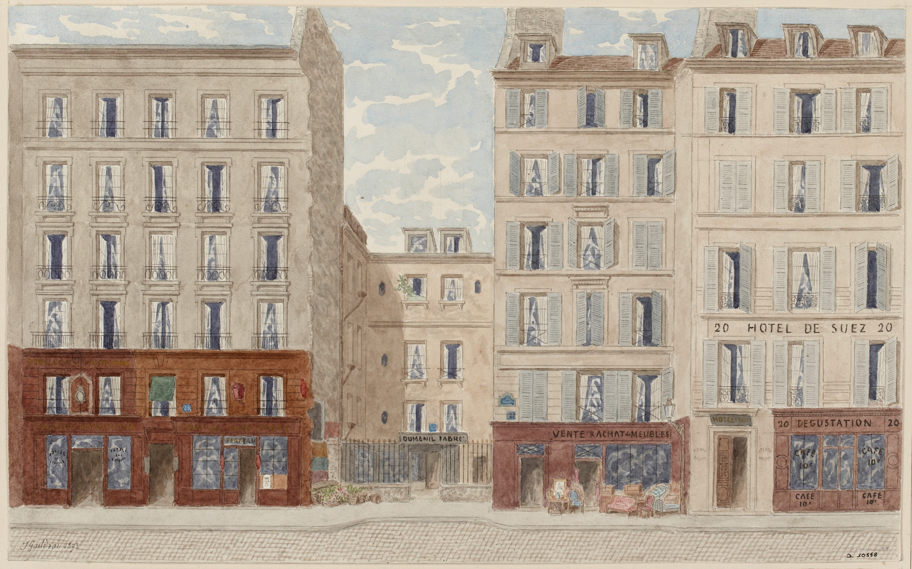 Rue du Four Nº20 à 26, 6ème arrondissement, oil on canvas by Jules Gaildrau