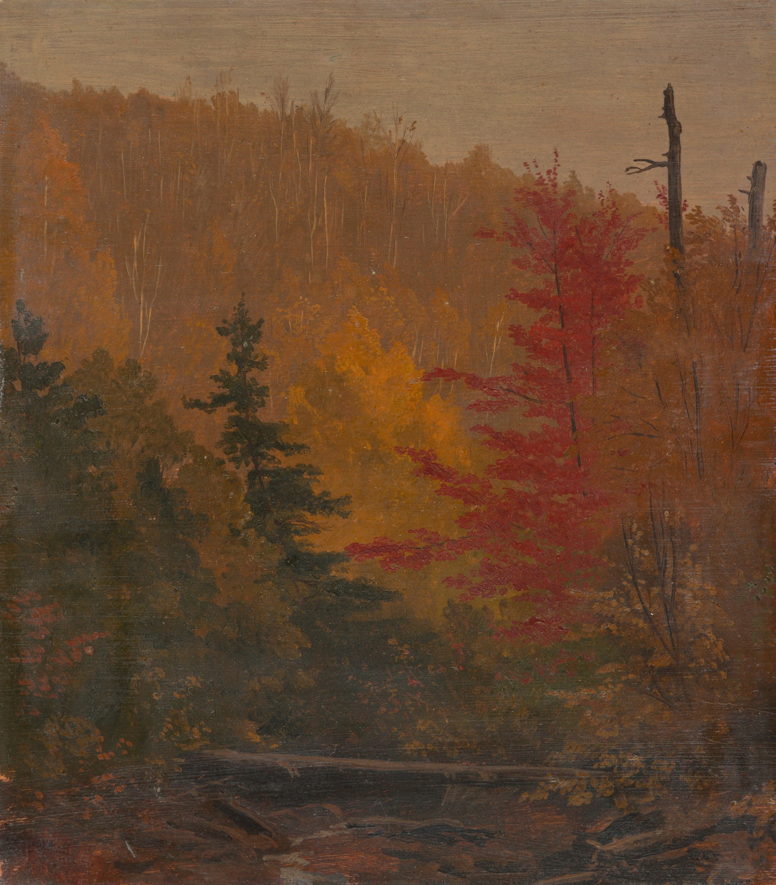Autumn landscape with vibrant colors, oil painting by Frederic Edwin Church