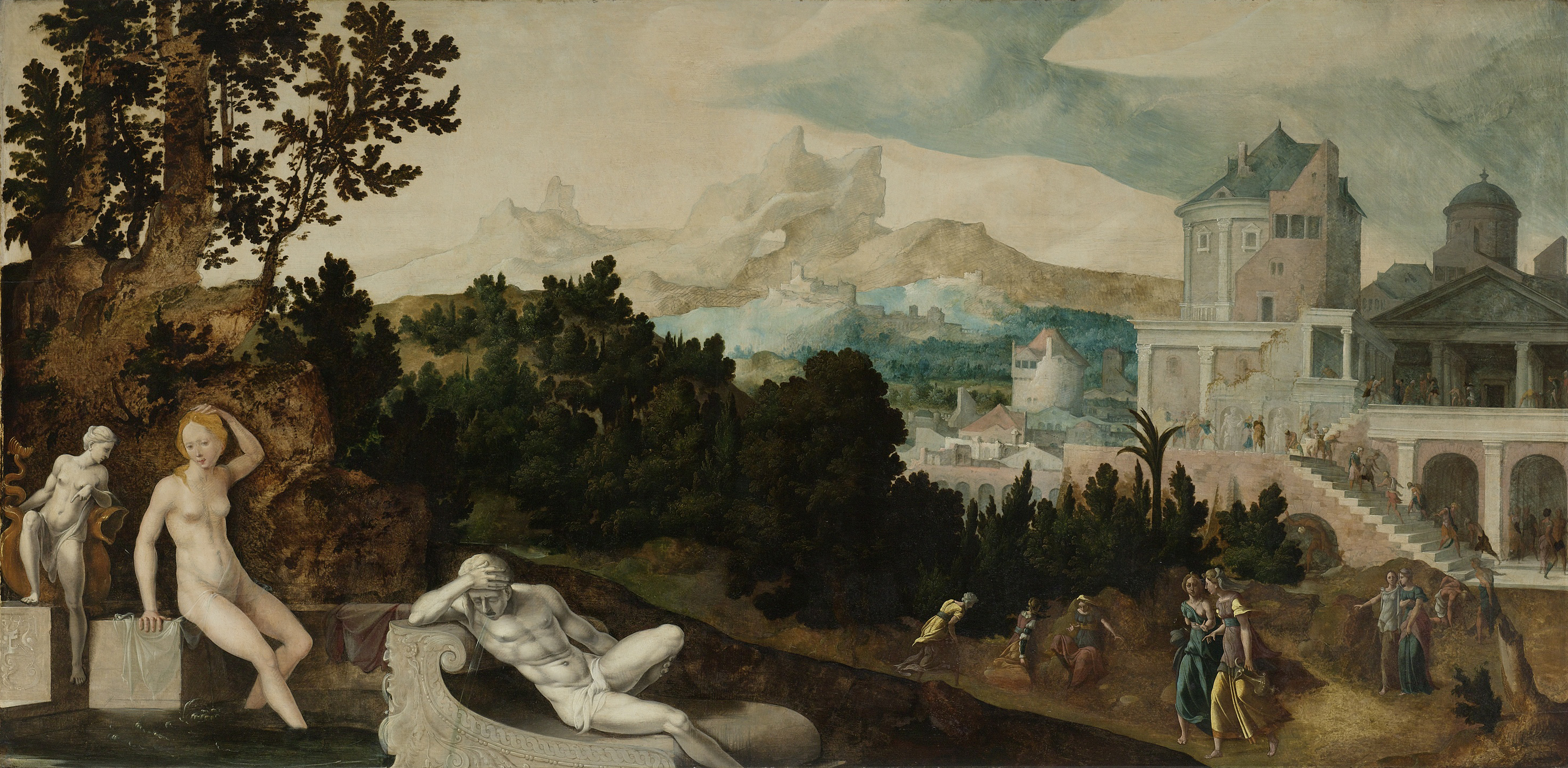 Landscape with Bathsheba, by Jan van Scorel, public domain