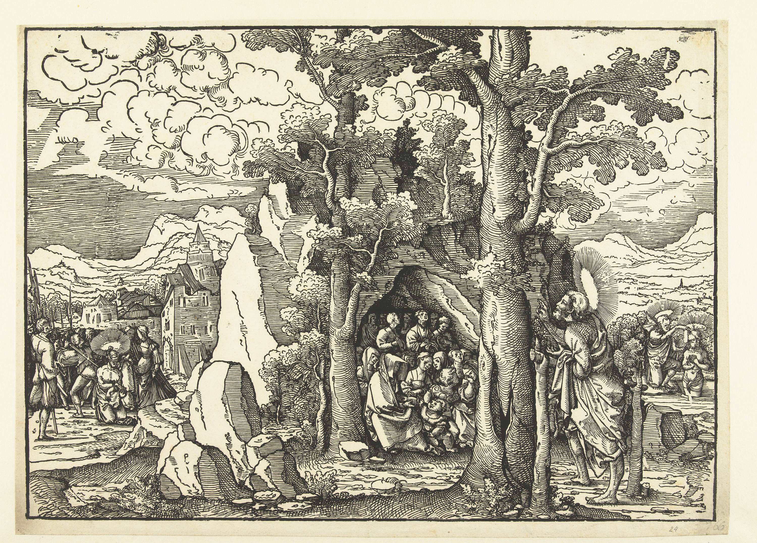 Religious scene of John the Baptist by Frans Crabbe van Espleghem, paper medium