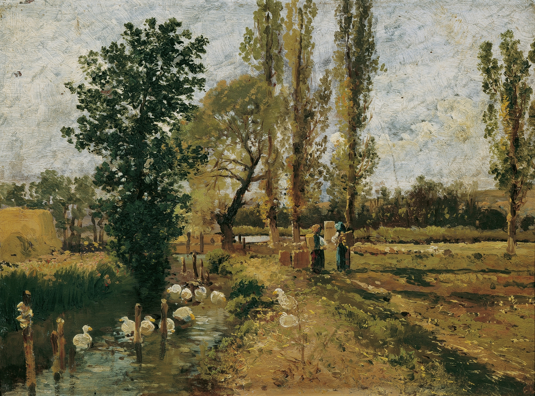 Bachlandschaft by Theodor Von Hörmann, oil on canvas depicting a vibrant landscape.