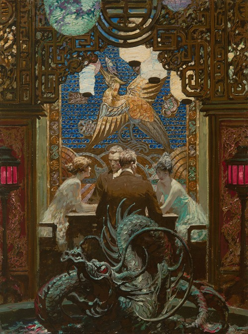 Dean Cornwell's 'The Den of Iniquity' captures a vivid scene of vice and temptation.
