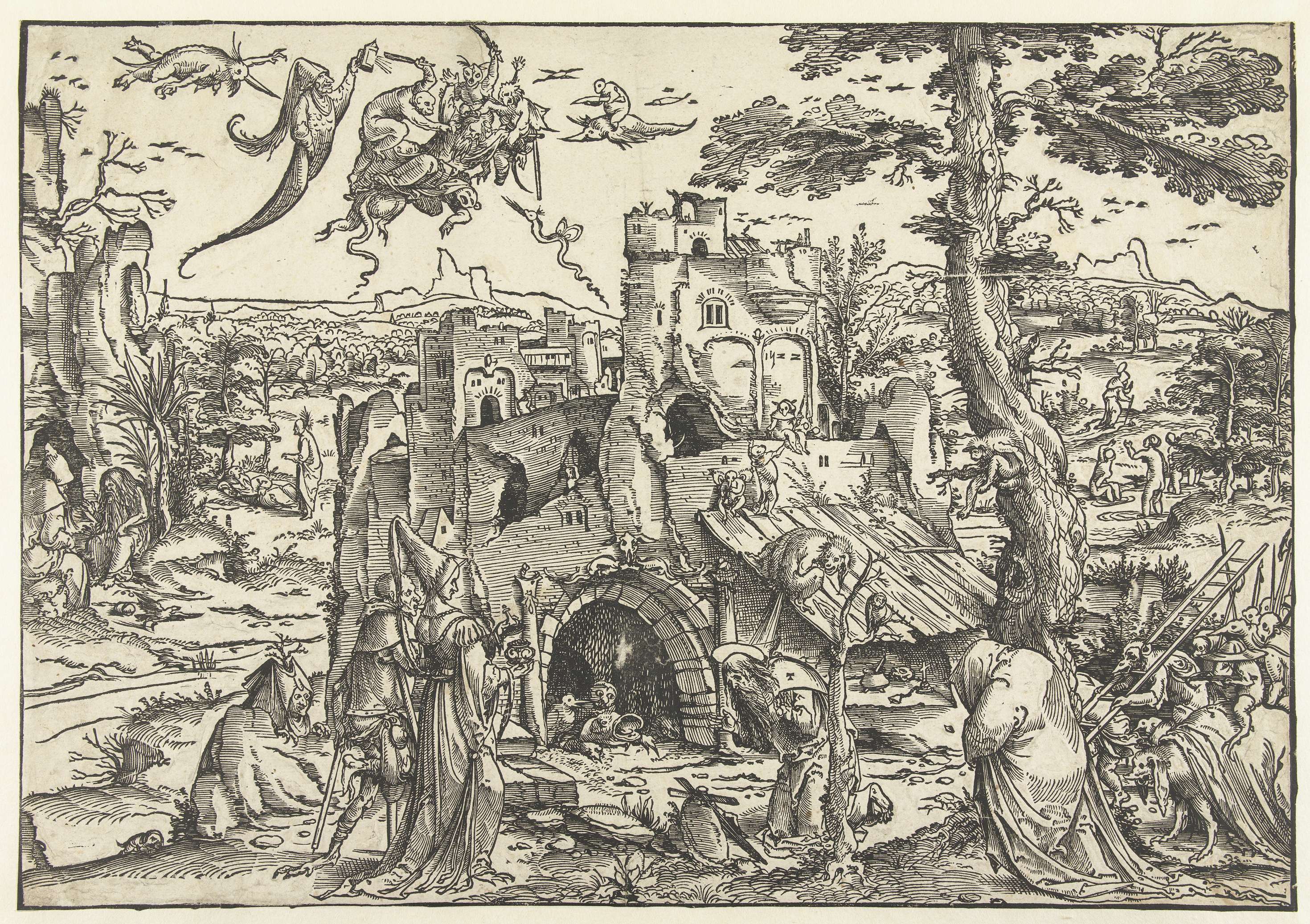 Religious scene featuring Saint Anthony, paper work by Jan Wellens de Cock