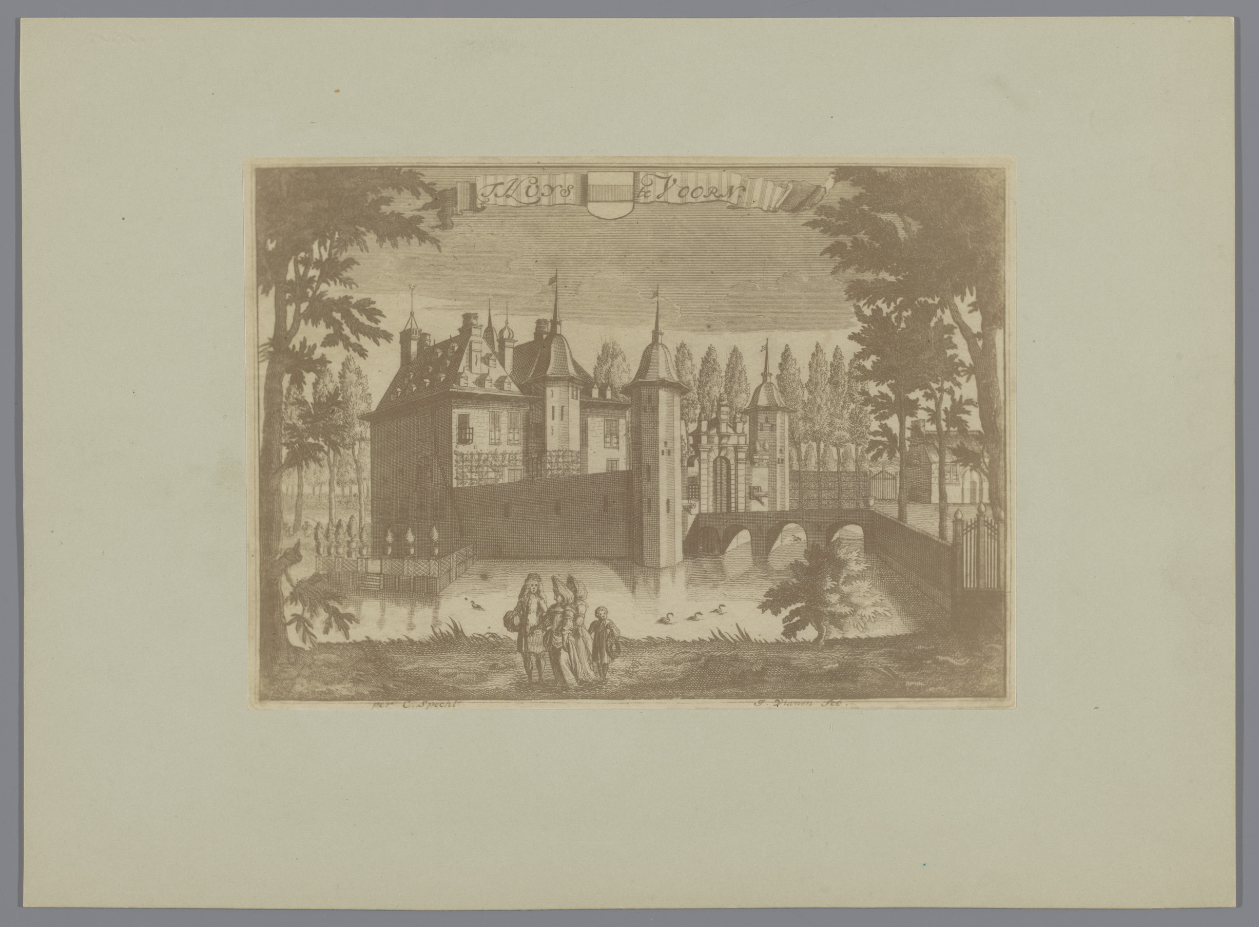 Architectural scene featuring a house illuminated by sunlight, albumen print by G. A. Vernout